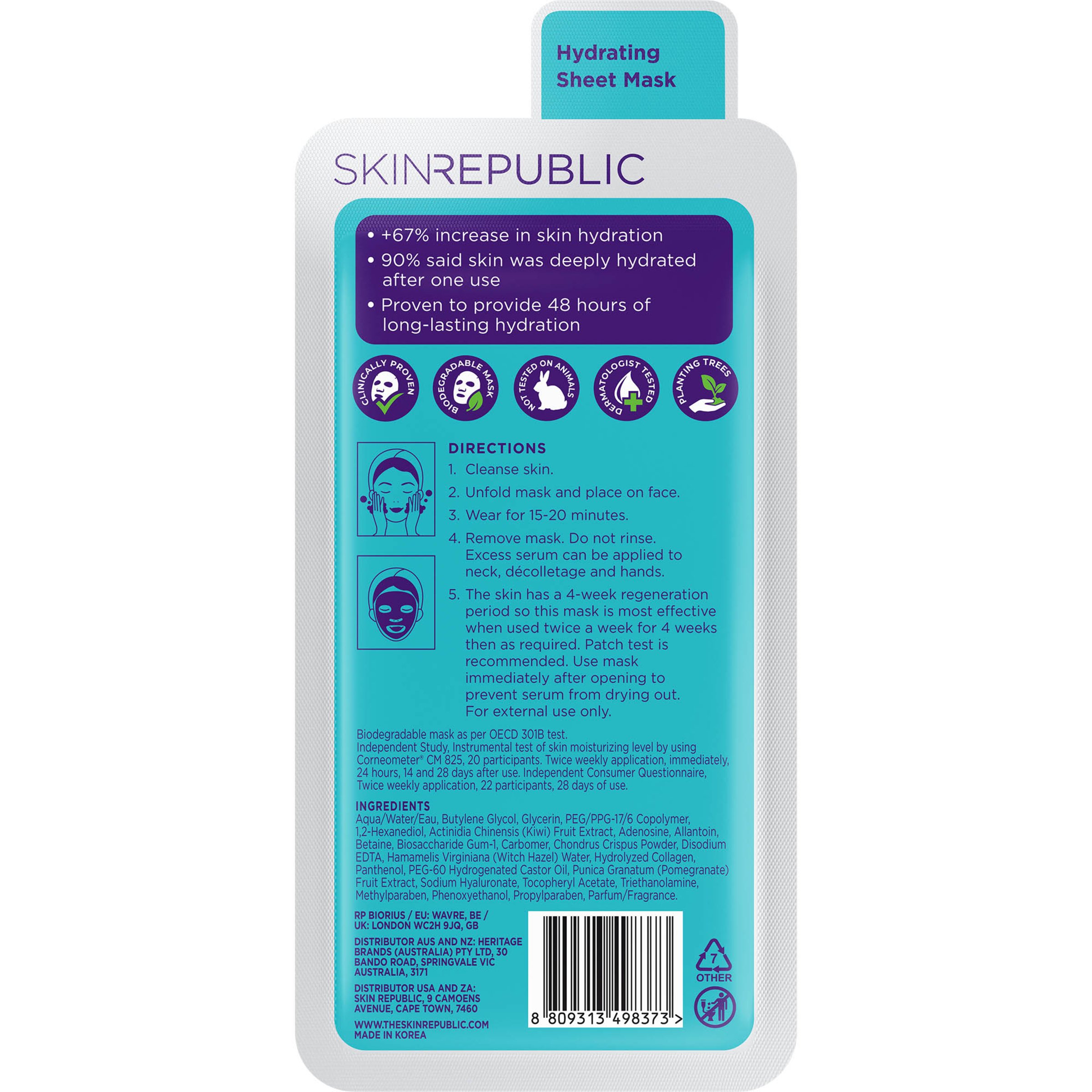 Skin Republic Hyaluronic Acid & Collagen Face Mask 25ml - Image 2