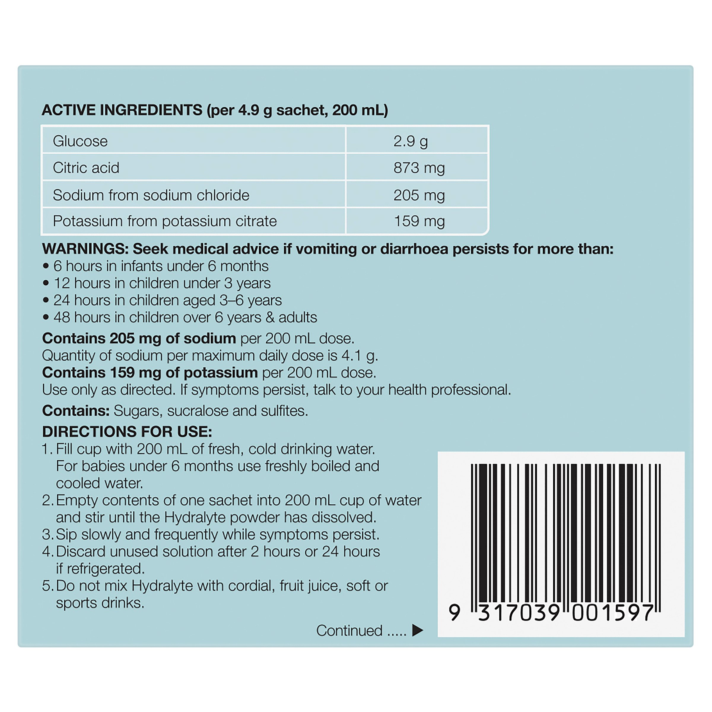 Hydralyte Electrolyte Powder Lemonade Flavoured 10 Sachets - Image 2