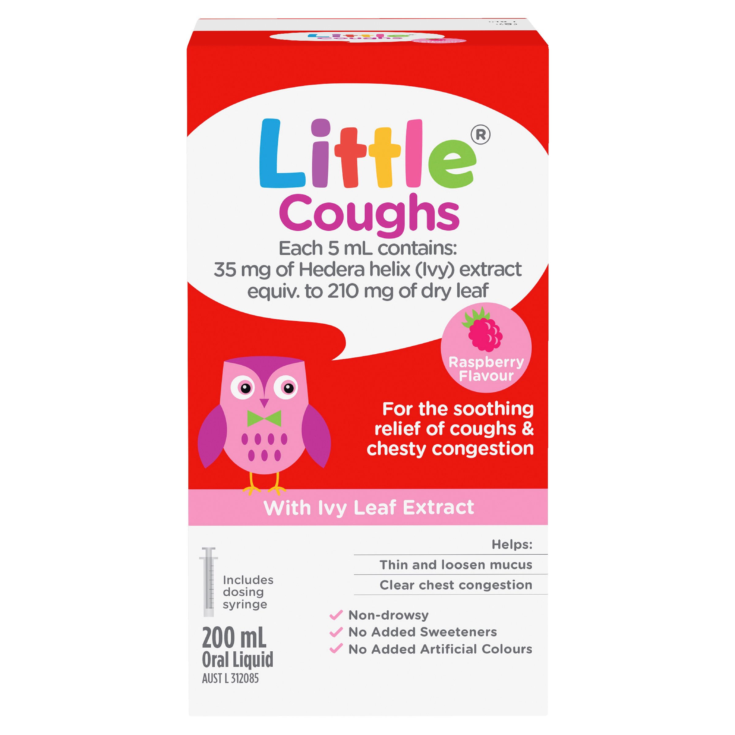 Little Coughs for Coughs & Chesty Congestion Raspberry 200ml - Image 1
