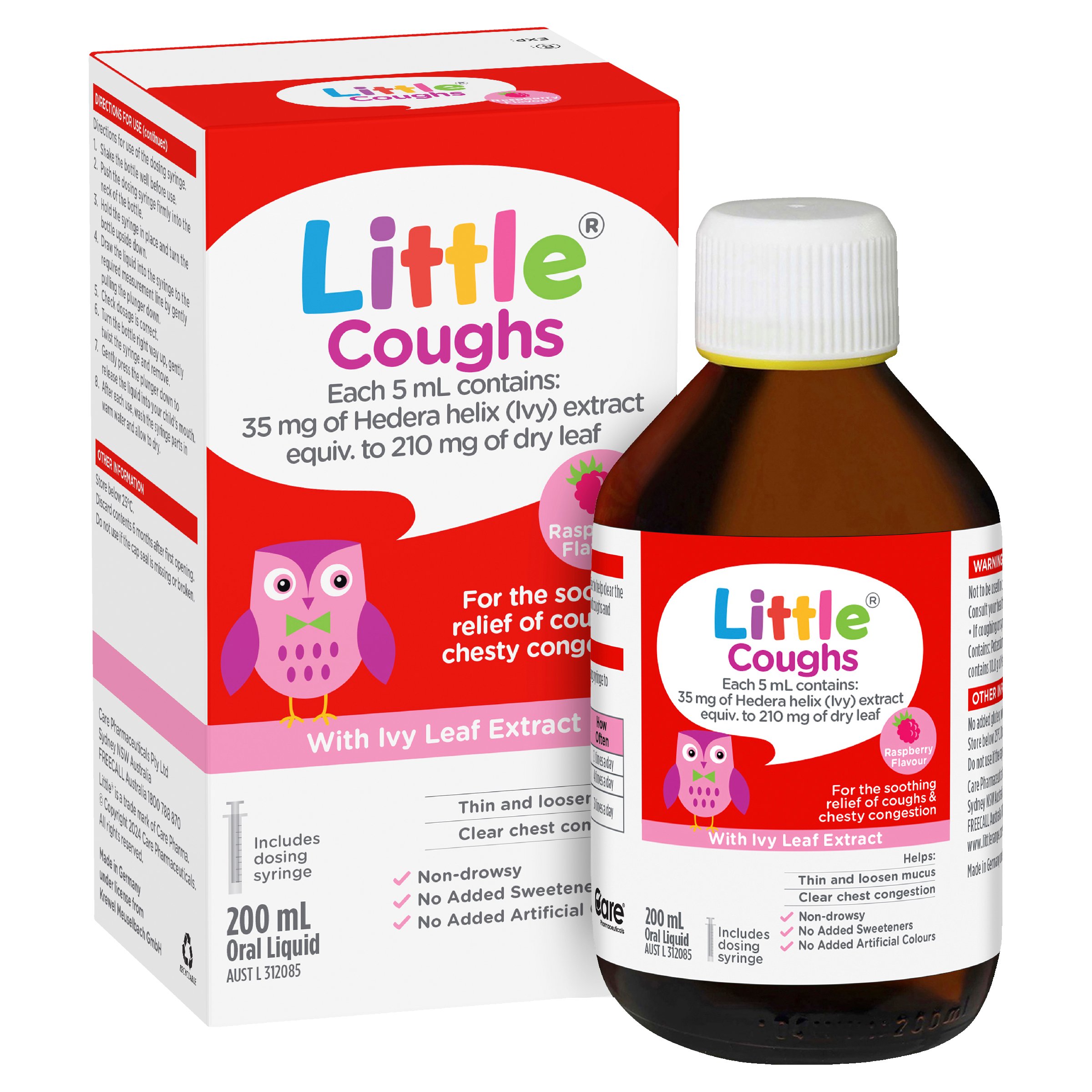 Little Coughs for Coughs & Chesty Congestion Raspberry 200ml - Image 6