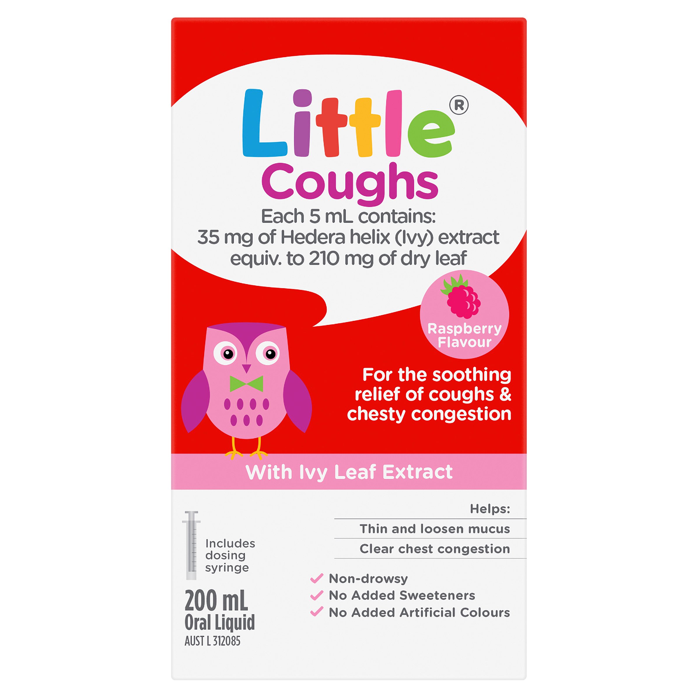 Little Coughs for Coughs & Chesty Congestion Raspberry 200ml - Image 11