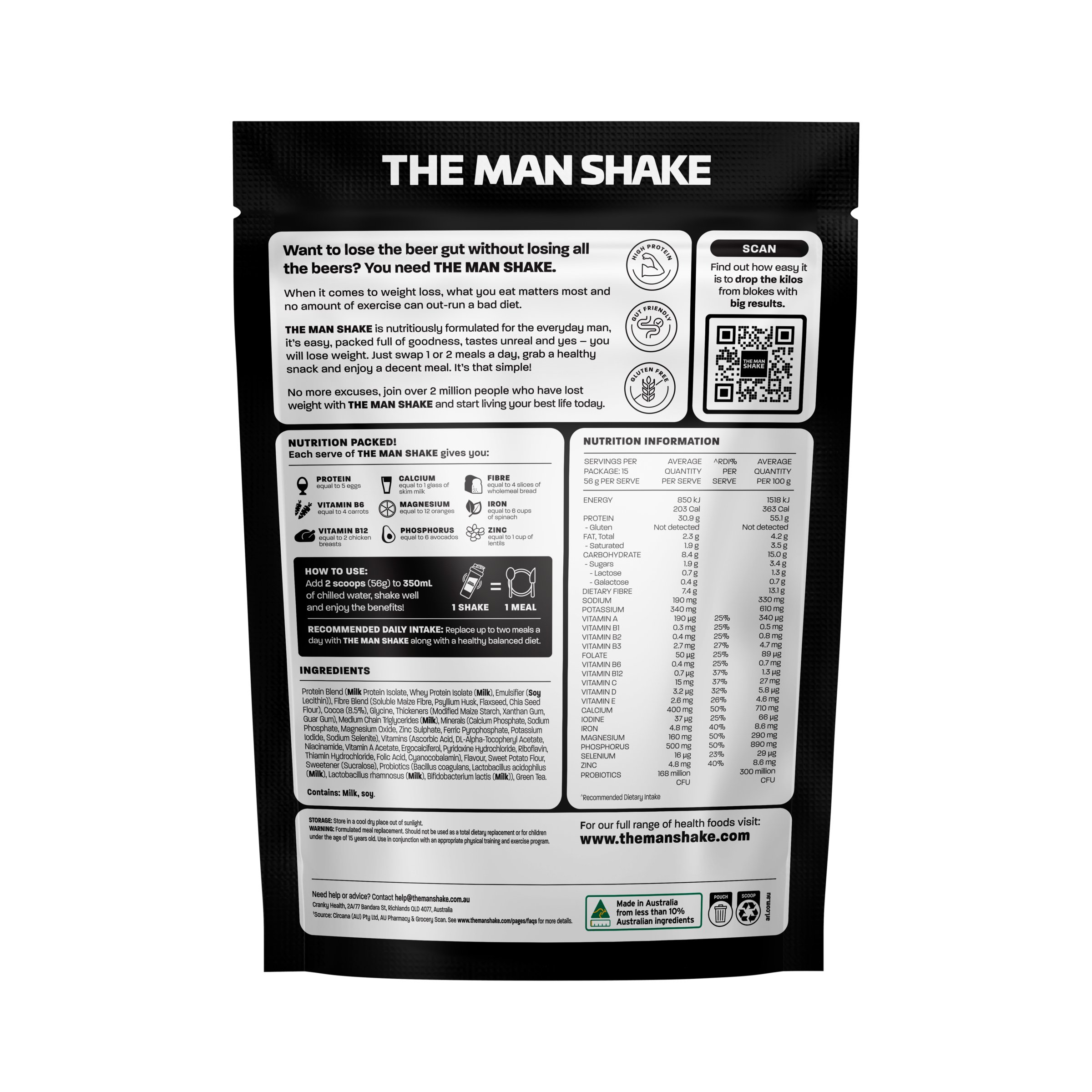 The Man Shake Meal Replacement Chocolate 840g - Image 2