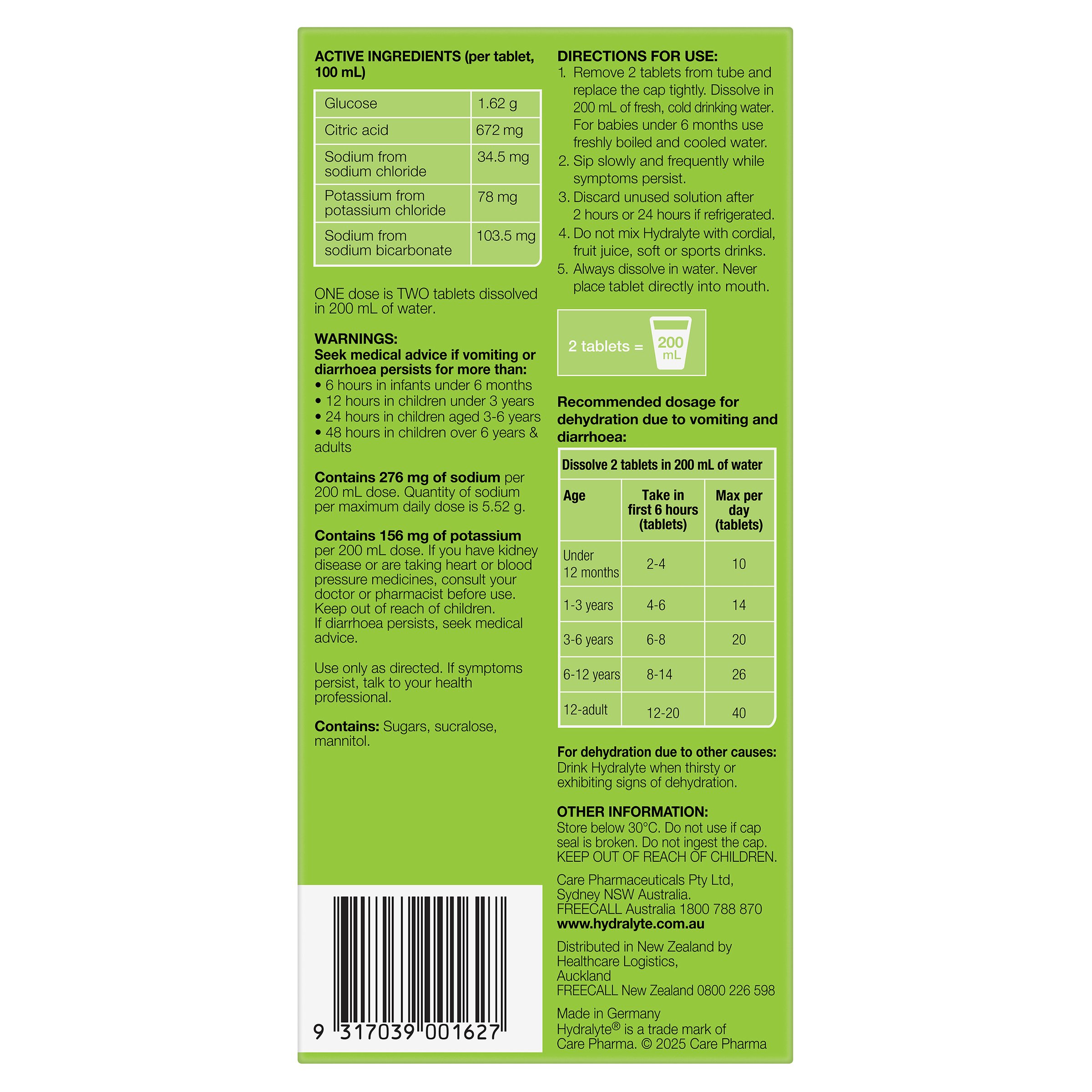 Hydralyte Effervescent Lemon Lime 40 tablets - Image 2