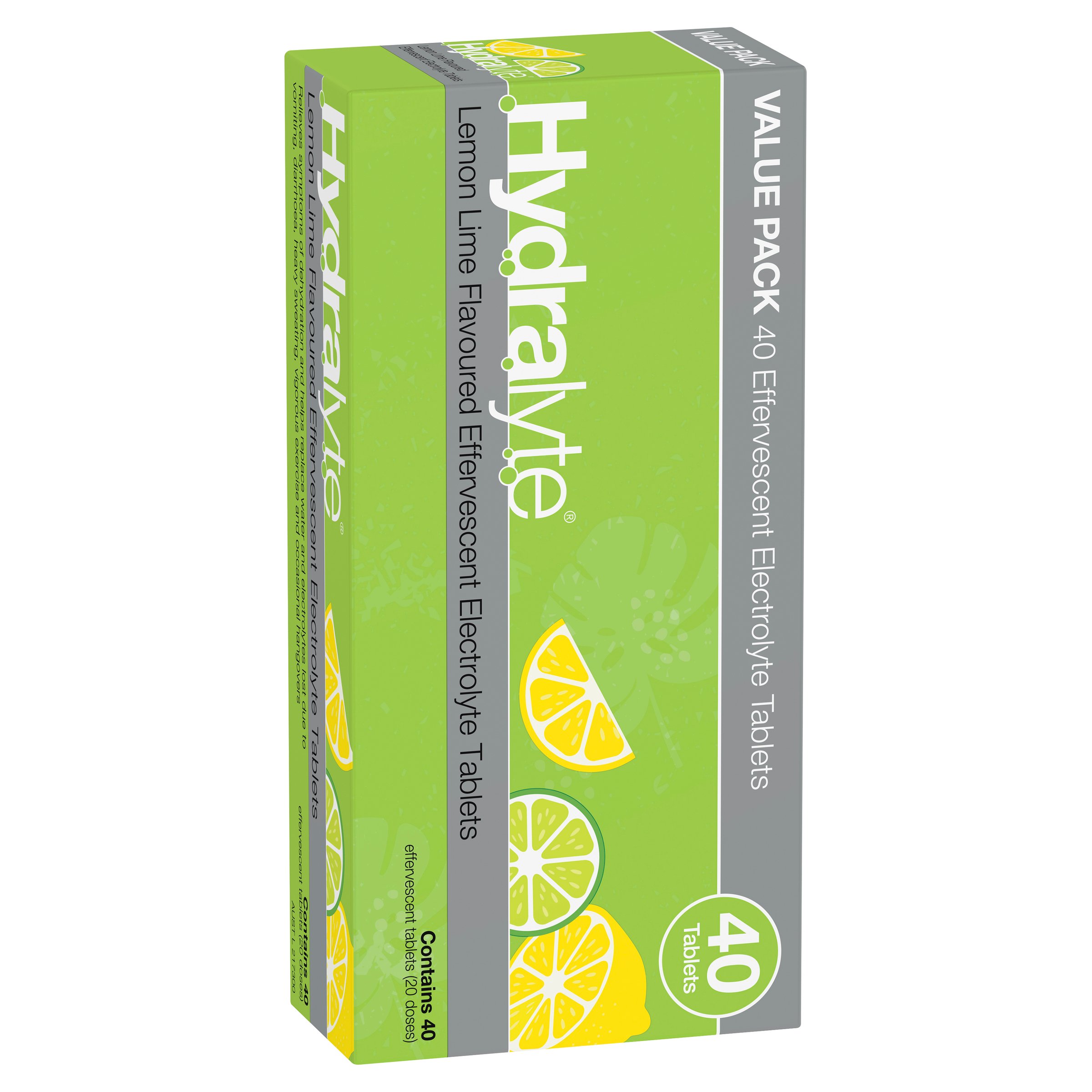 Hydralyte Effervescent Lemon Lime 40 tablets - Image 12