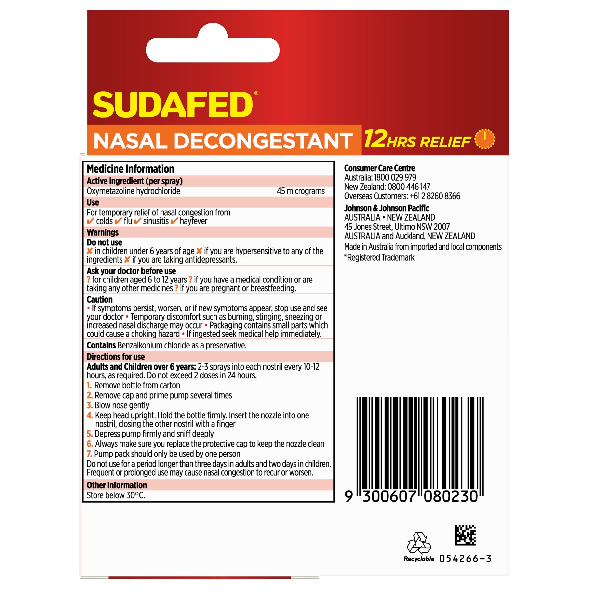 Sudafed Nasal Decongestant Spray 20ml - 2 pack - Image 2