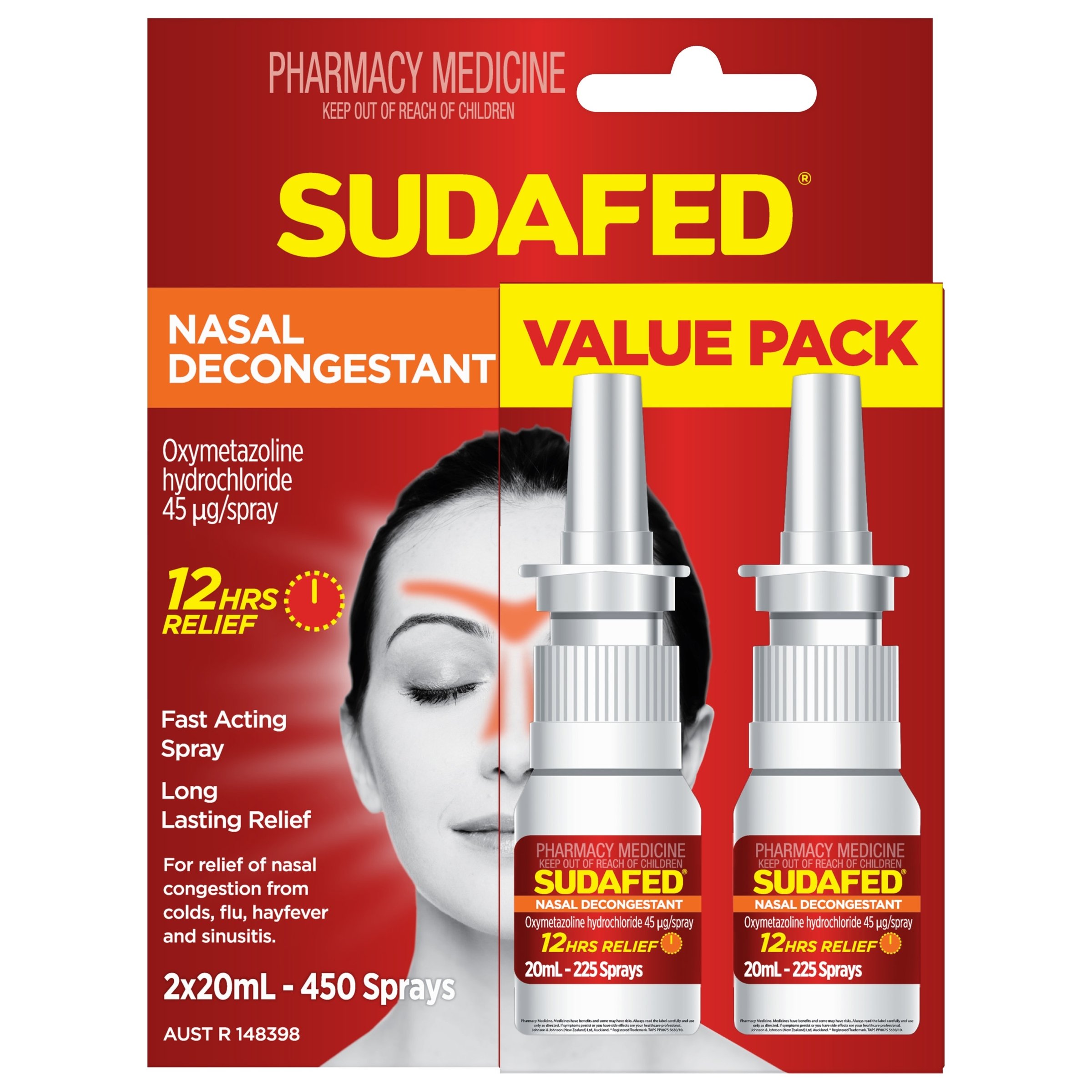 Sudafed Nasal Decongestant Spray 20ml - 2 pack - Image 1