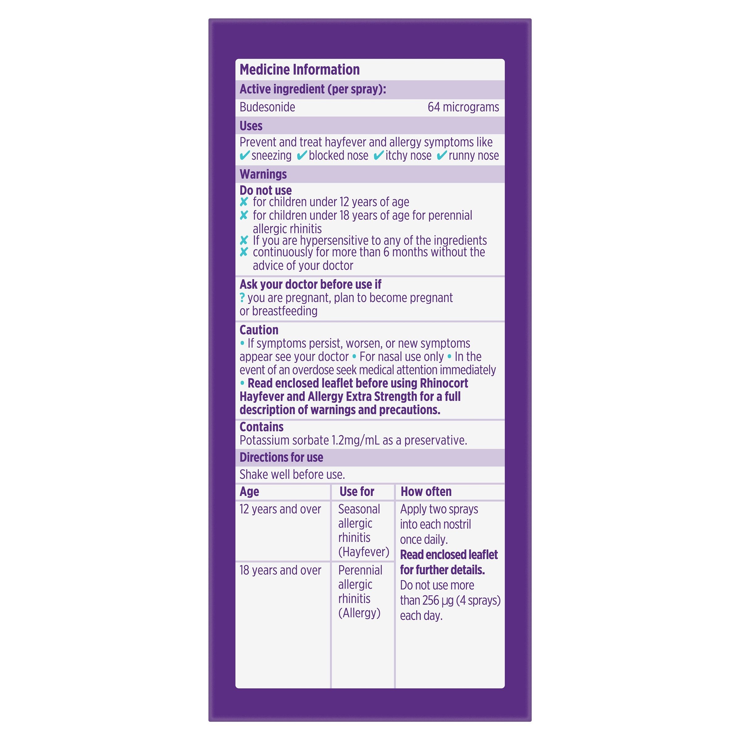 Rhinocort Nasal Spray 64mcg - 120 doses - Image 2