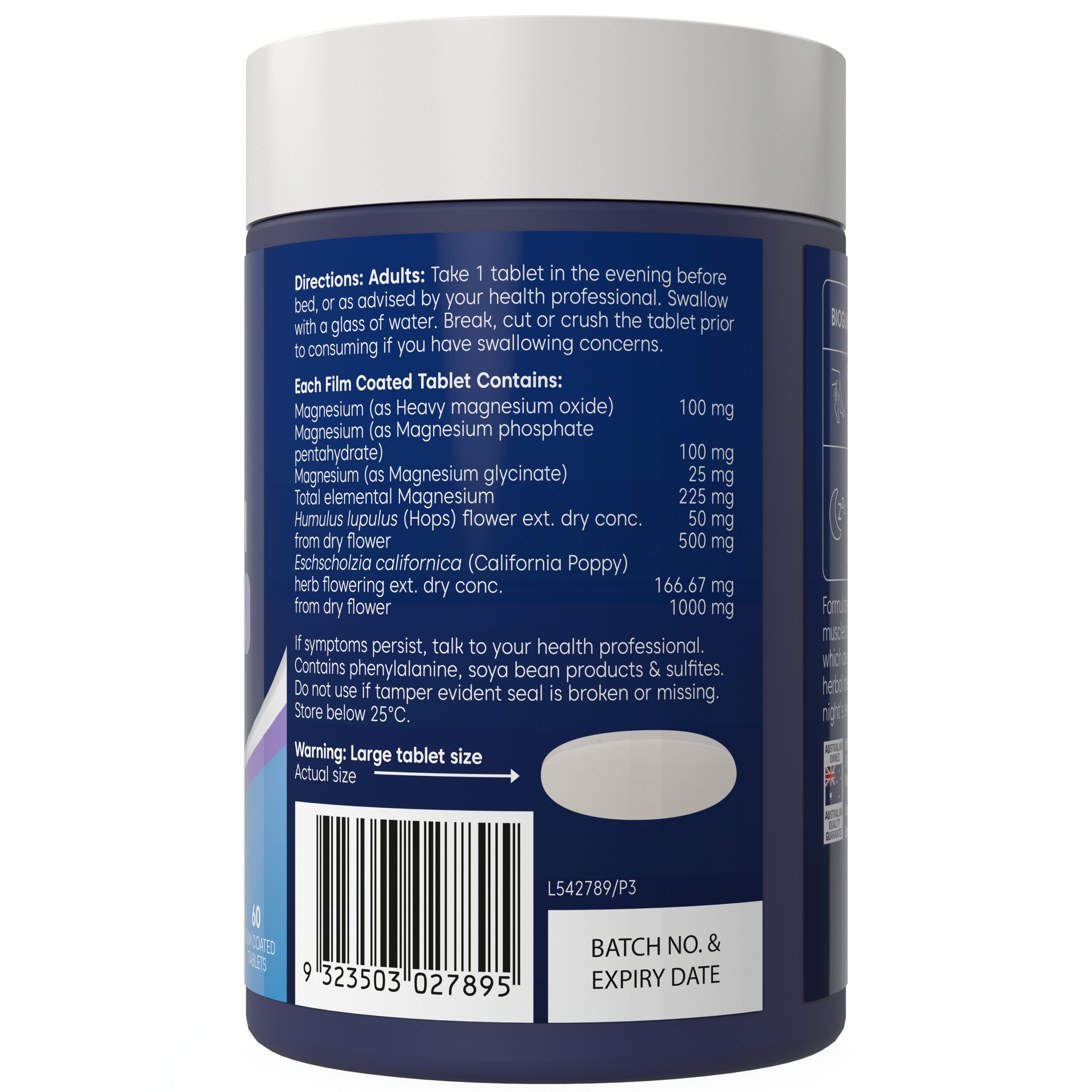 Bioglan Active Magnesium PM Night Formula 60 tablets - Image 2