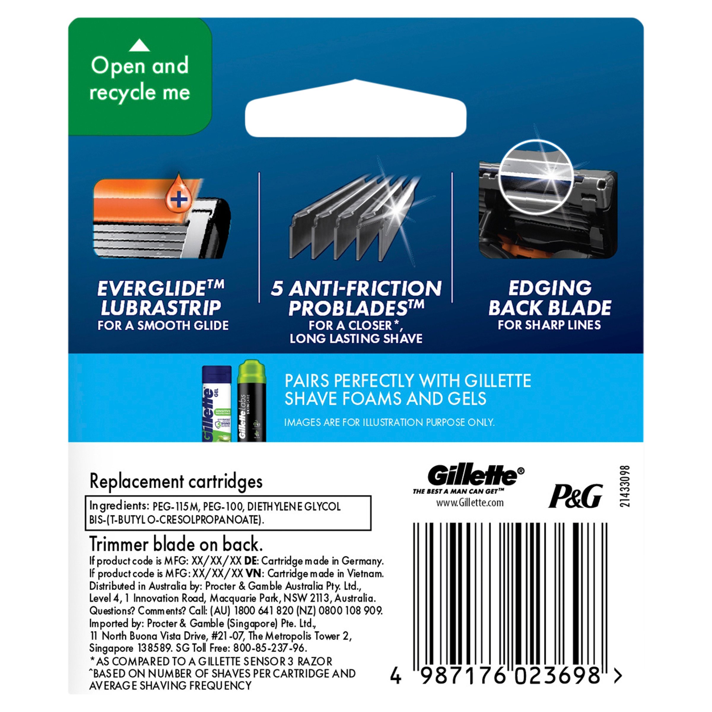Gillette Fusion Proglide Manual Razor Blades 4 pack - Image 2