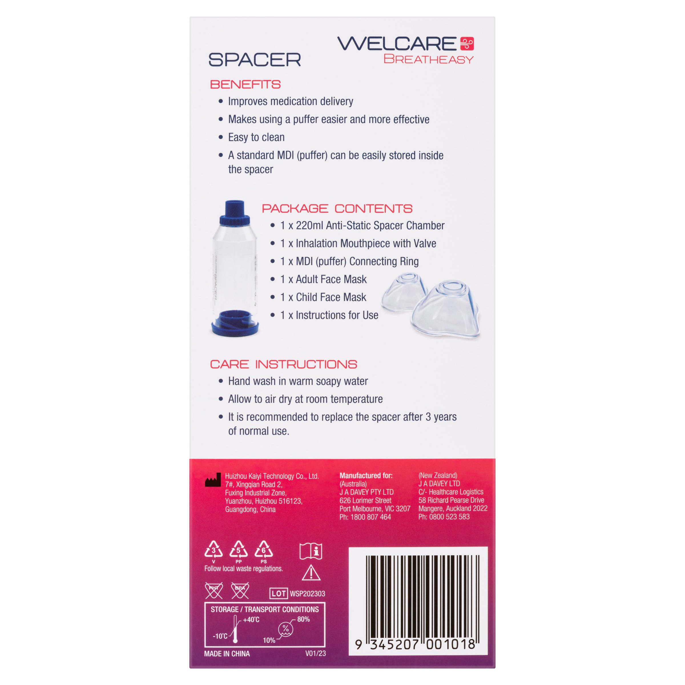 Welcare Spacer With Child & Adult Mask 1 each - Image 4