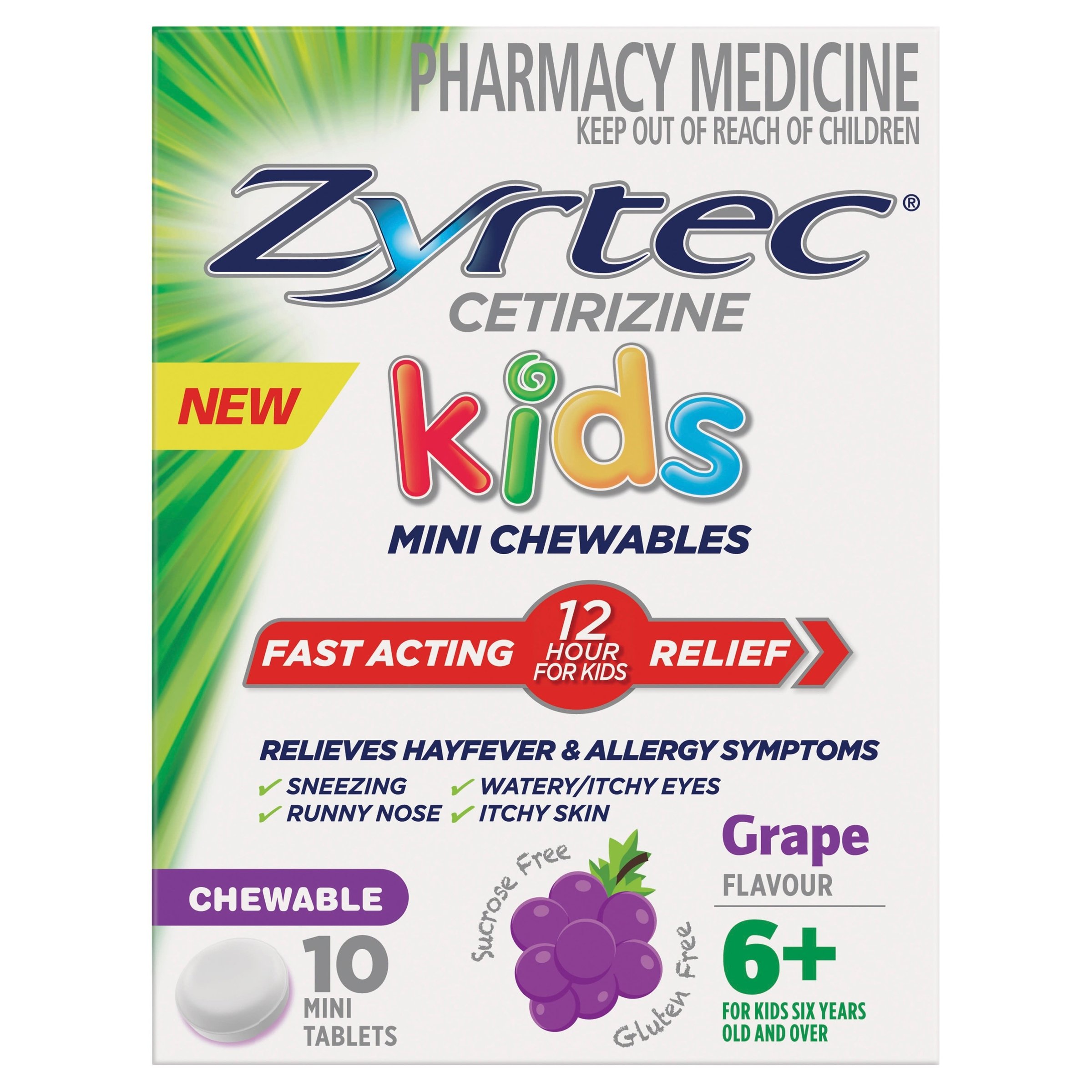 Zyrtec Kids Chewable Grape 5mg - 10 tablets - Image 1