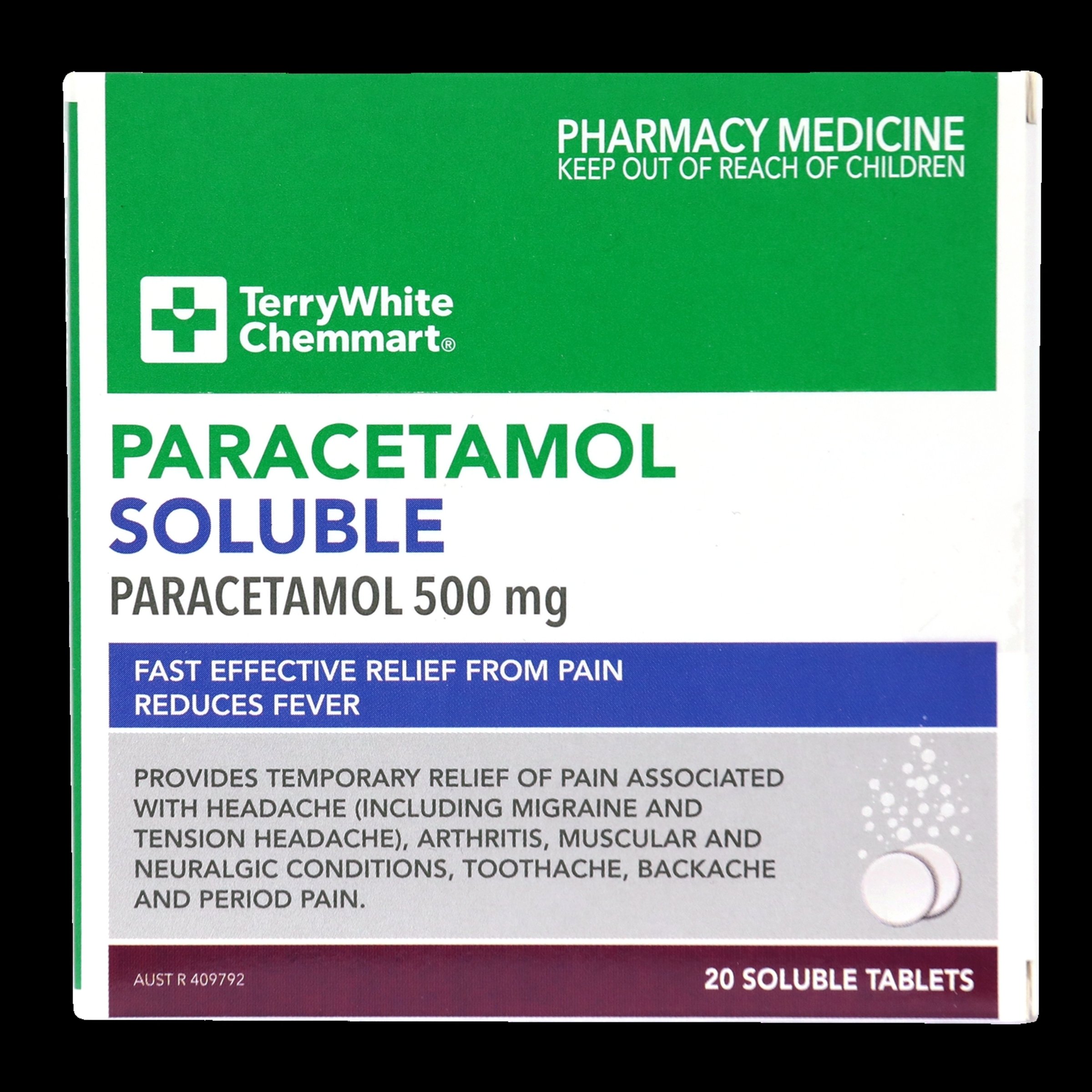 TerryWhite Chemmart Paracetamol Soluble 20 tablets