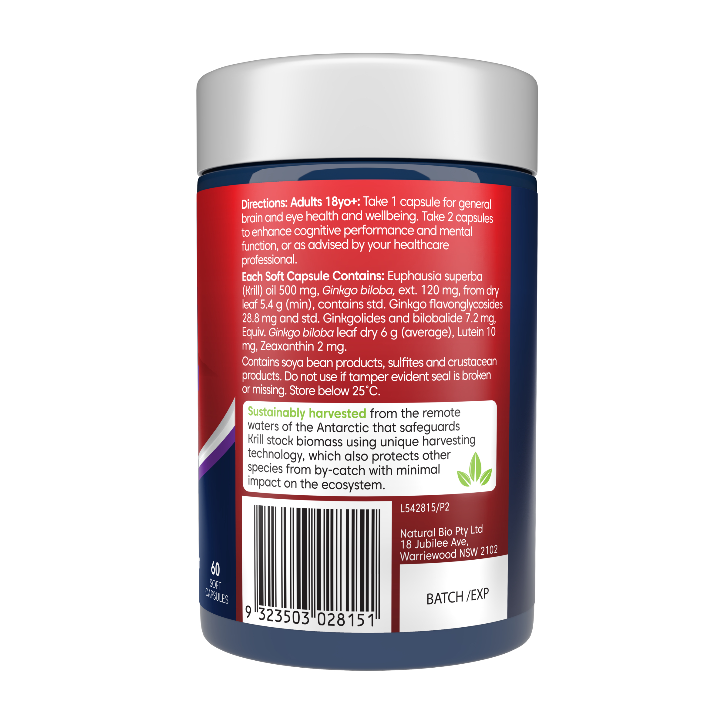 Bioglan Red Krill Oil Active Brain & Eyes 60 capsules - Image 3