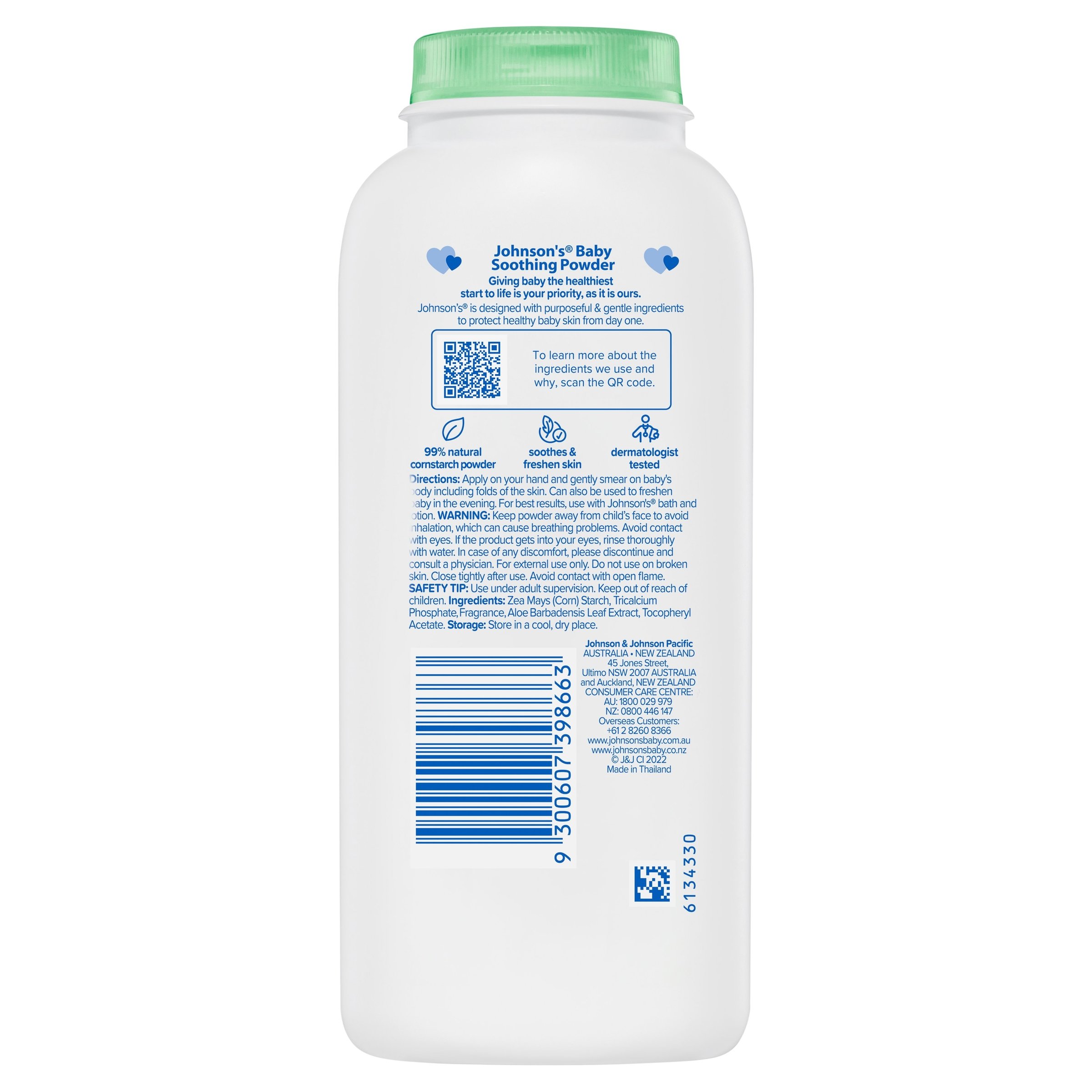 Johnson's Baby Pure Cornstarch Aloe & Vitamin E Soothing Baby Powder 200g - Image 2