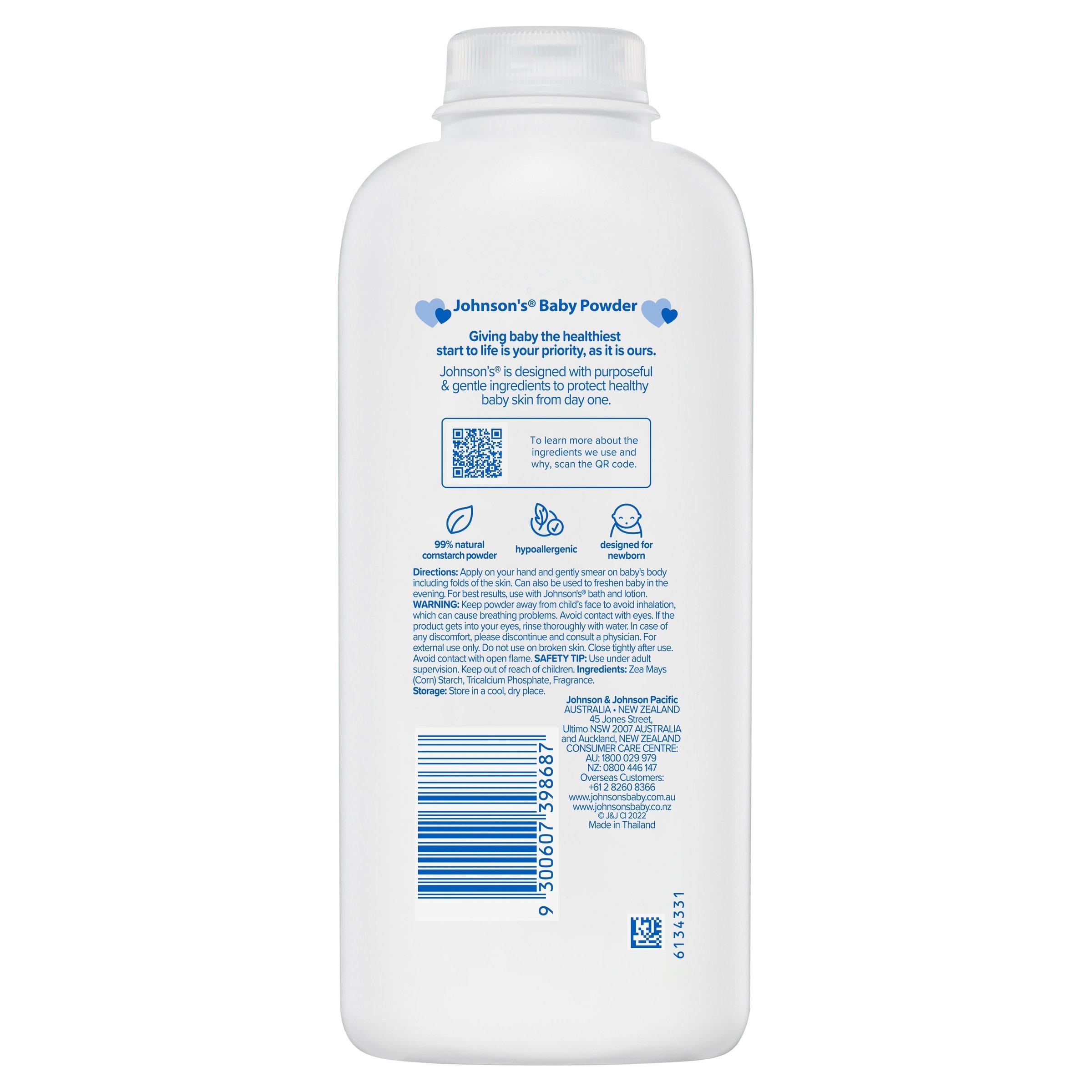 Johnson's Baby Pure Cornstarch Baby Powder 400g - Image 2