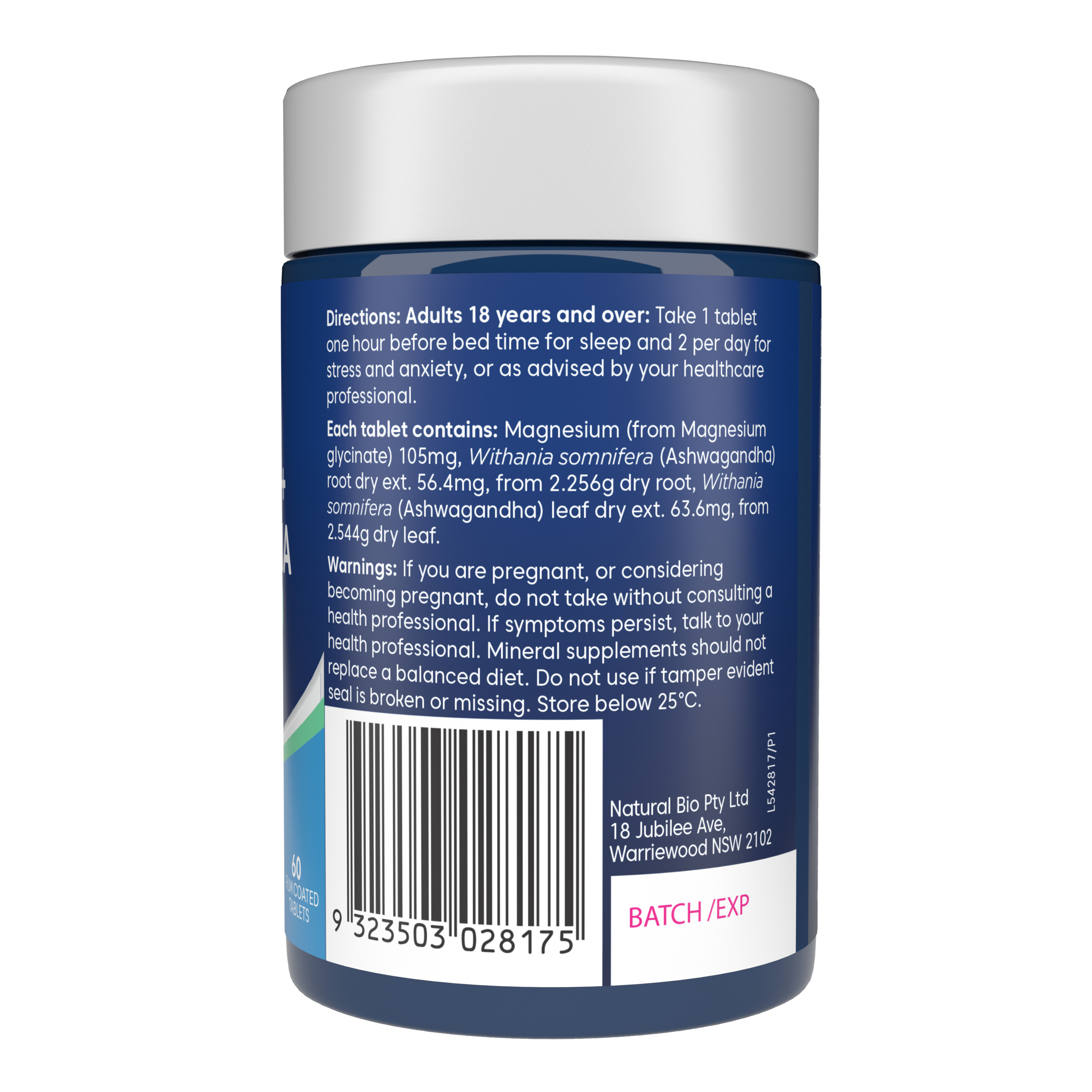 Bioglan Magnesium + Ashwagandha 60 tablets - Image 3