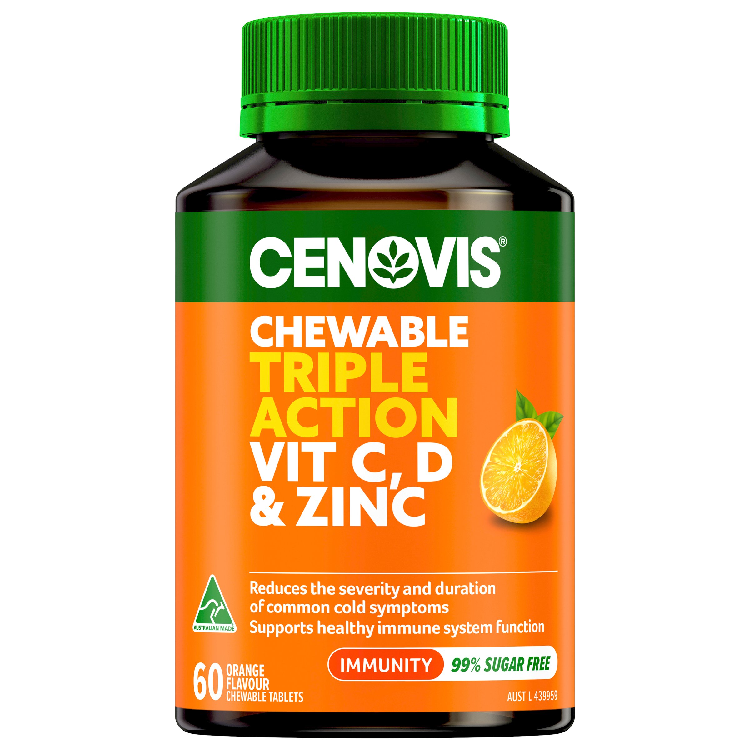 Cenovis Chewable Triple Action Vitamin C, D & Zinc 60 tablets - Image 1
