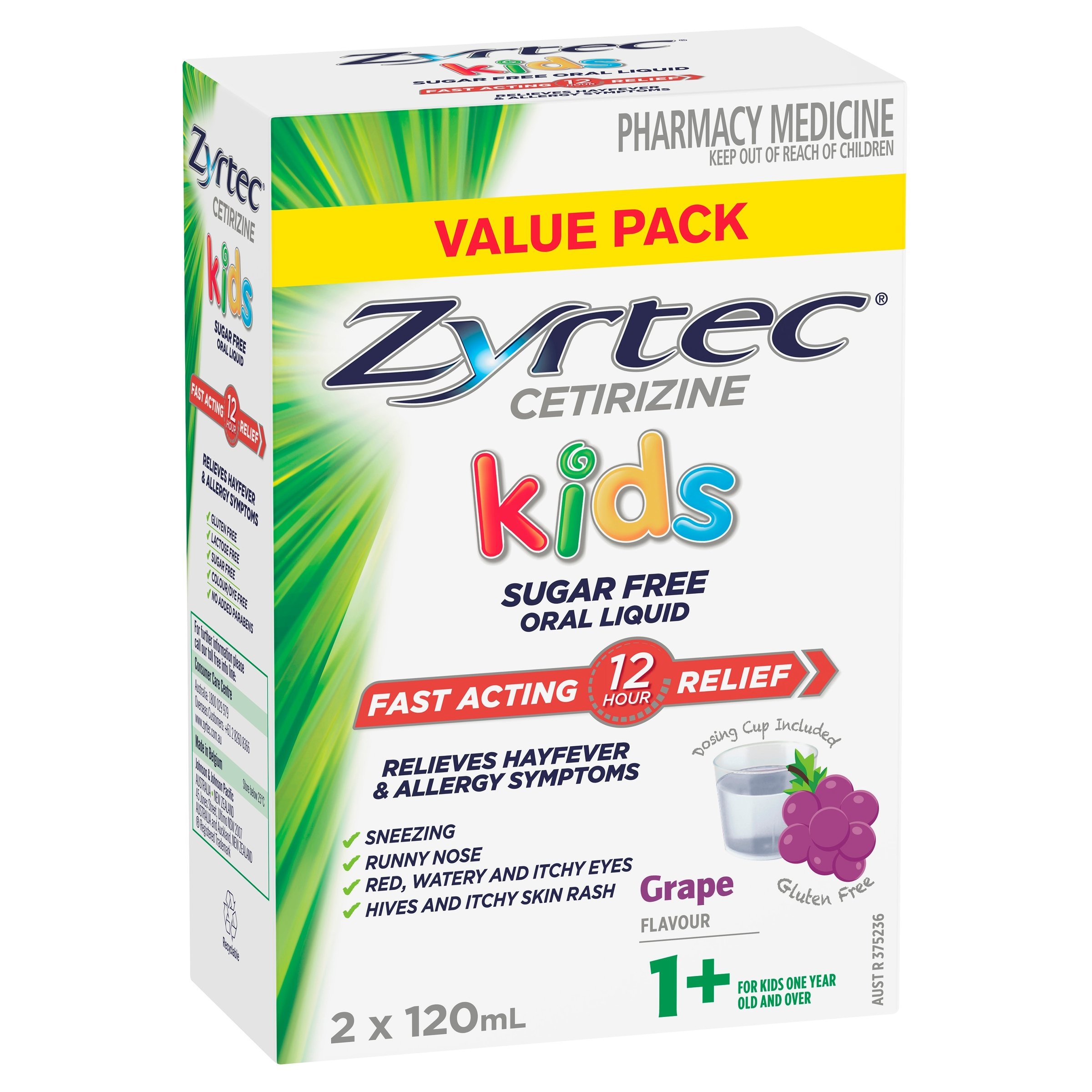 Zyrtec Kids Liquid Grape 120ml - 2 pack - Image 6