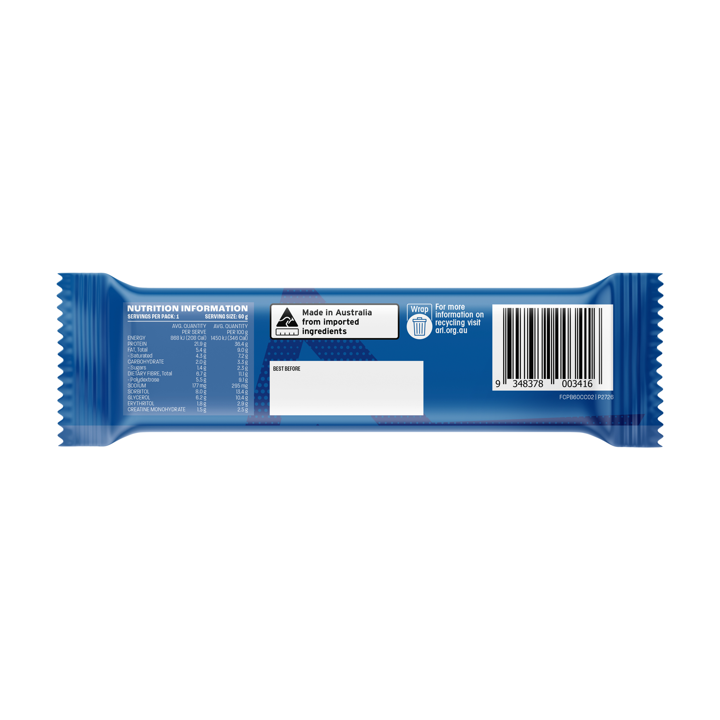 Famous Nutrition Protein Bar + Creatine Cookies & Cream 60g - Image 2