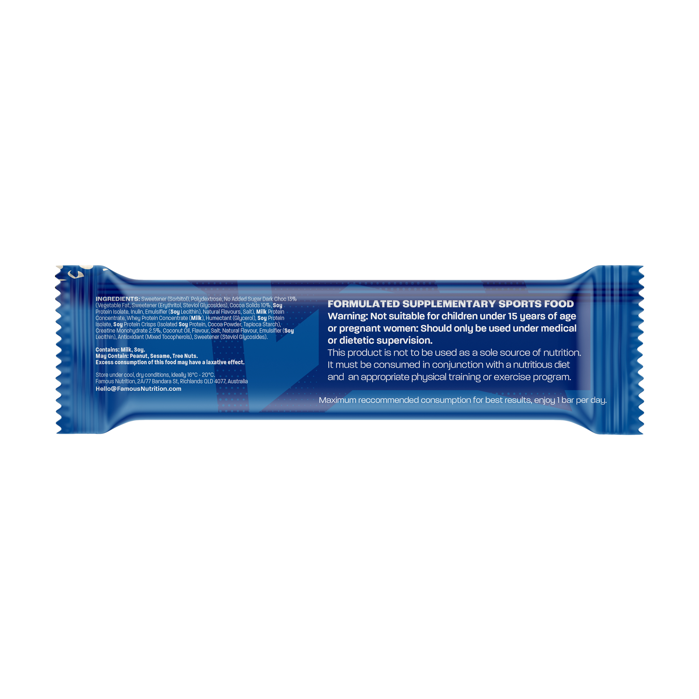Famous Nutrition Protein Bar + Creatine Cookies & Cream 60g - Image 4