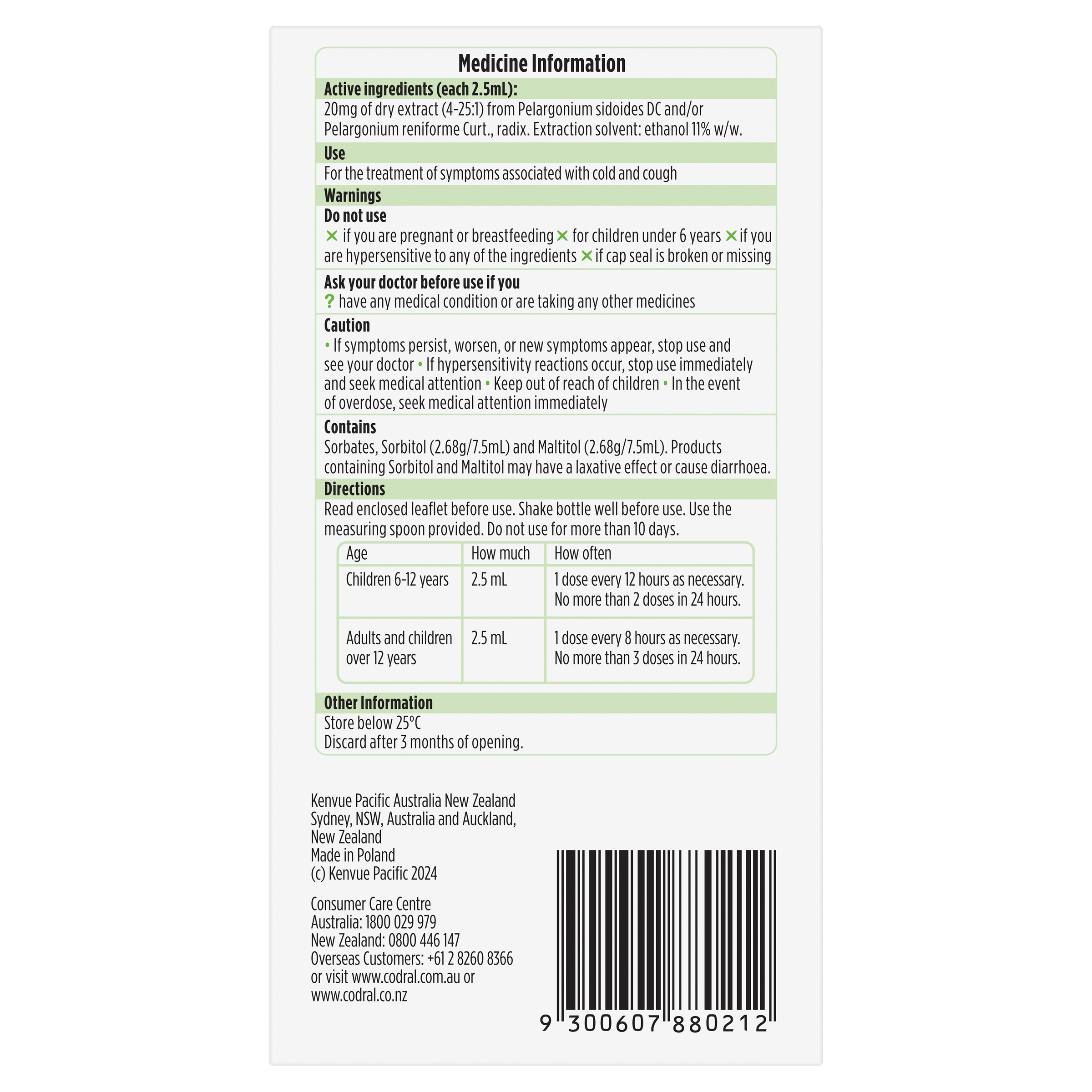 Codral Cold & Cough Pelargonium 100ml - Image 2