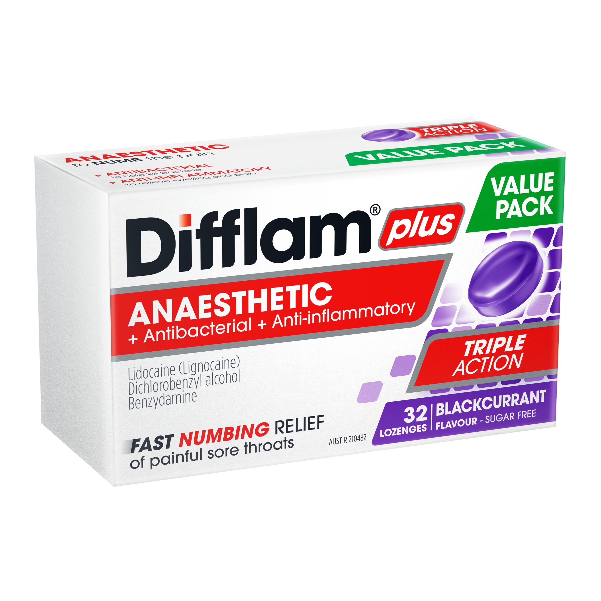 Difflam Plus Anaesthetic Blackcurrant Value Pack 32 lozenges - Image 5