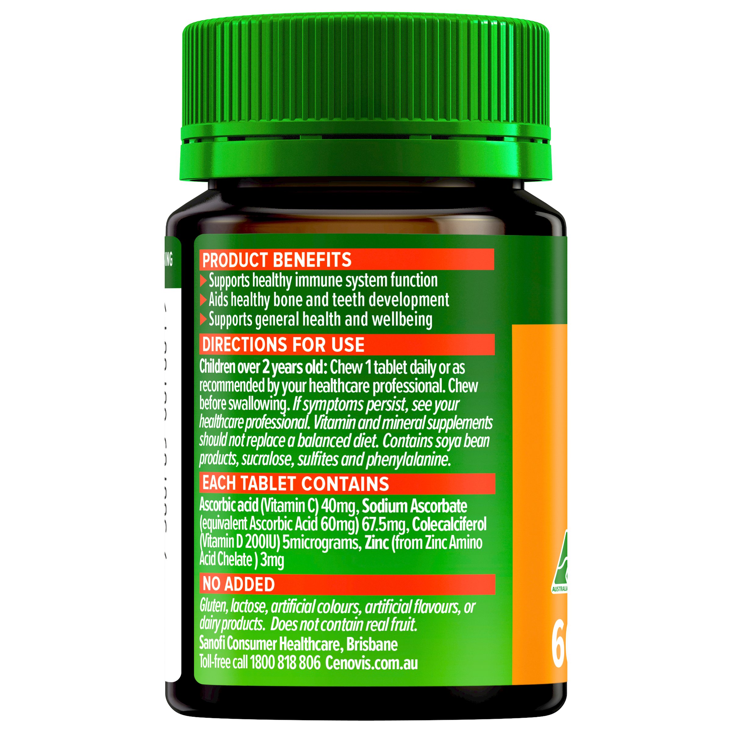 Cenovis Kids Triple Action Immune 60 chewable tablets - Image 2