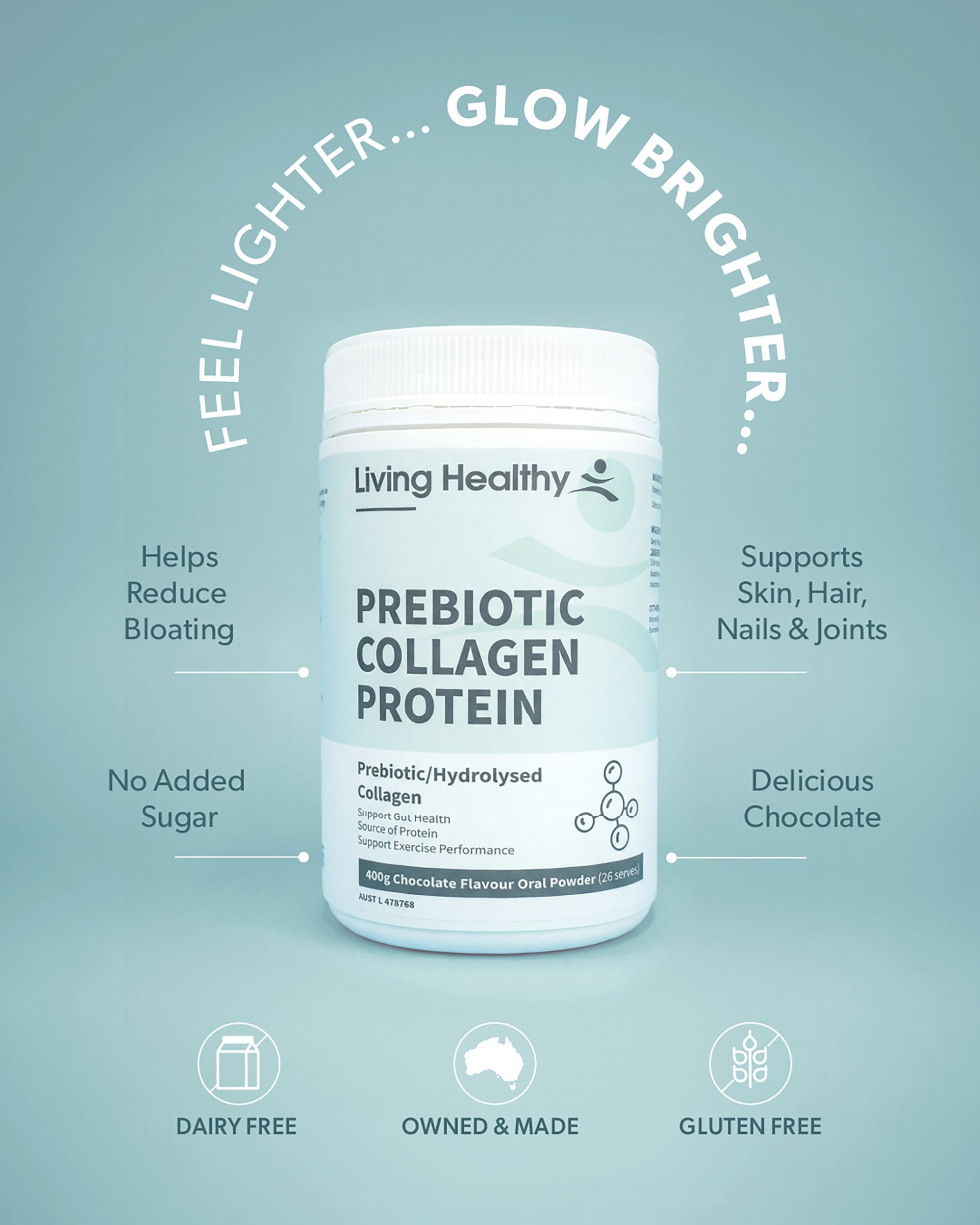 Living Healthy Prebiotic Collagen Protein Oral Powder 400g - Image 2