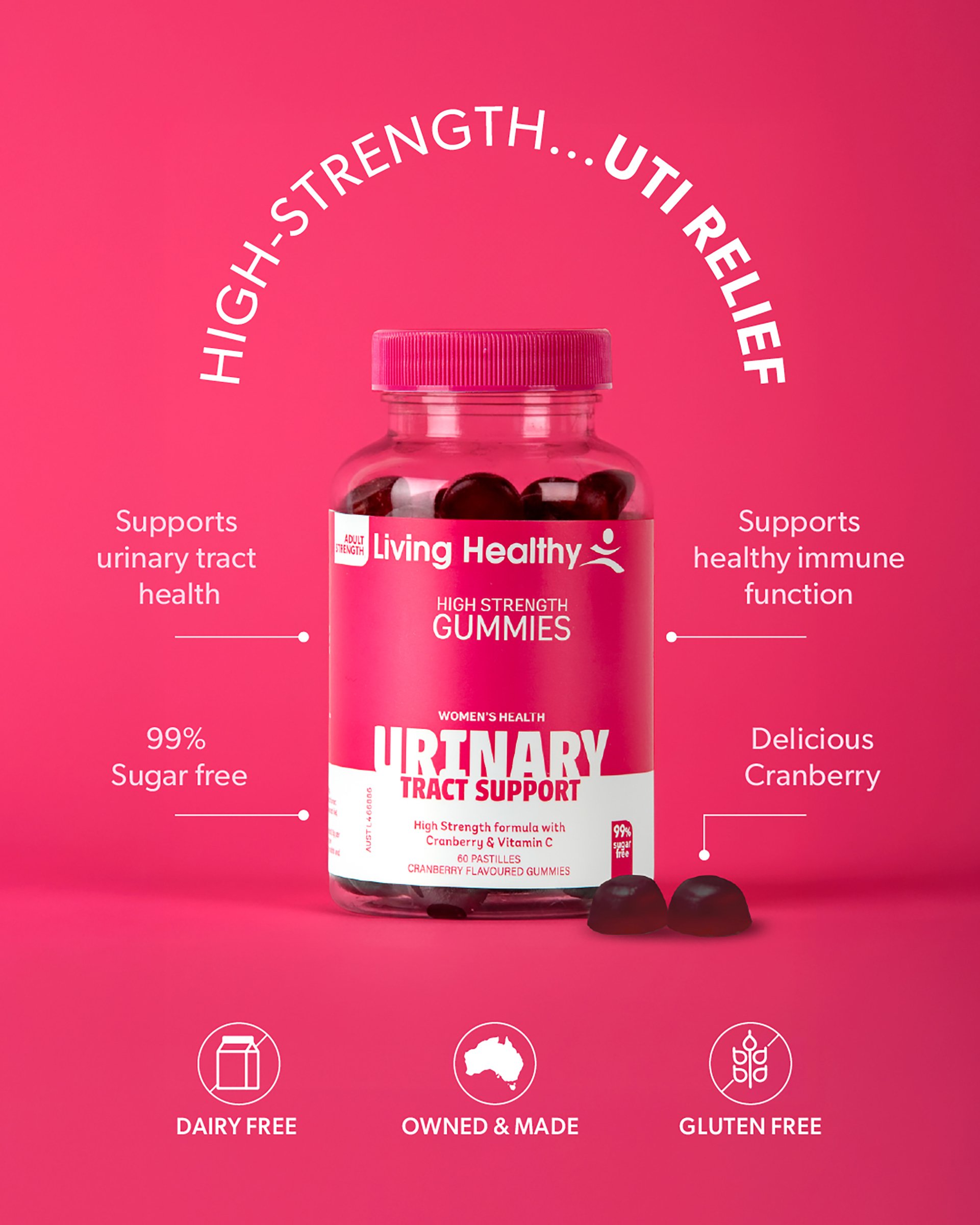 Living Healthy High Strength Gummies Urinary Tract Support pastilles - Image 3