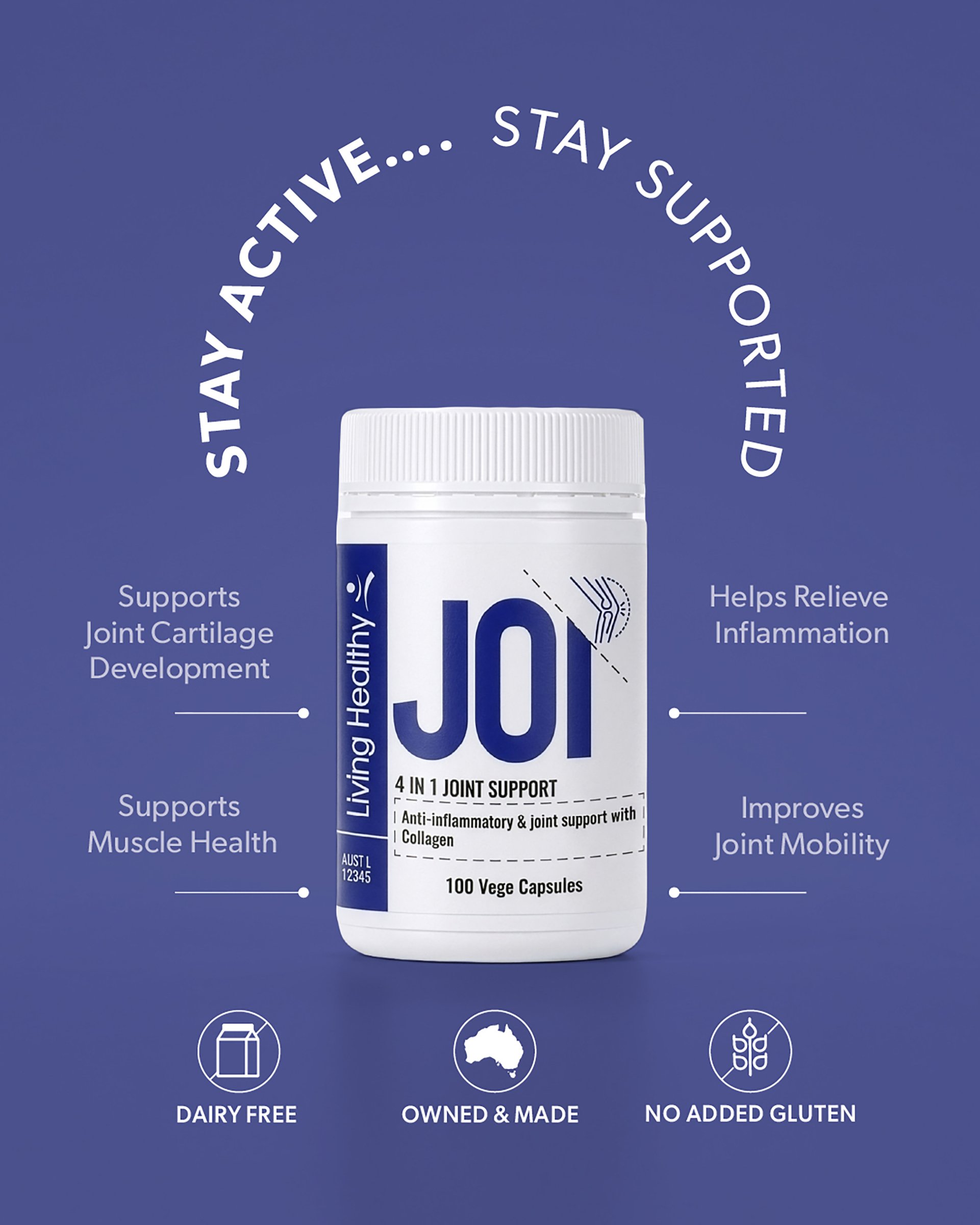 Living Healthy 4 In 1 Joint Support With Collagen 100 capsules - Image 2