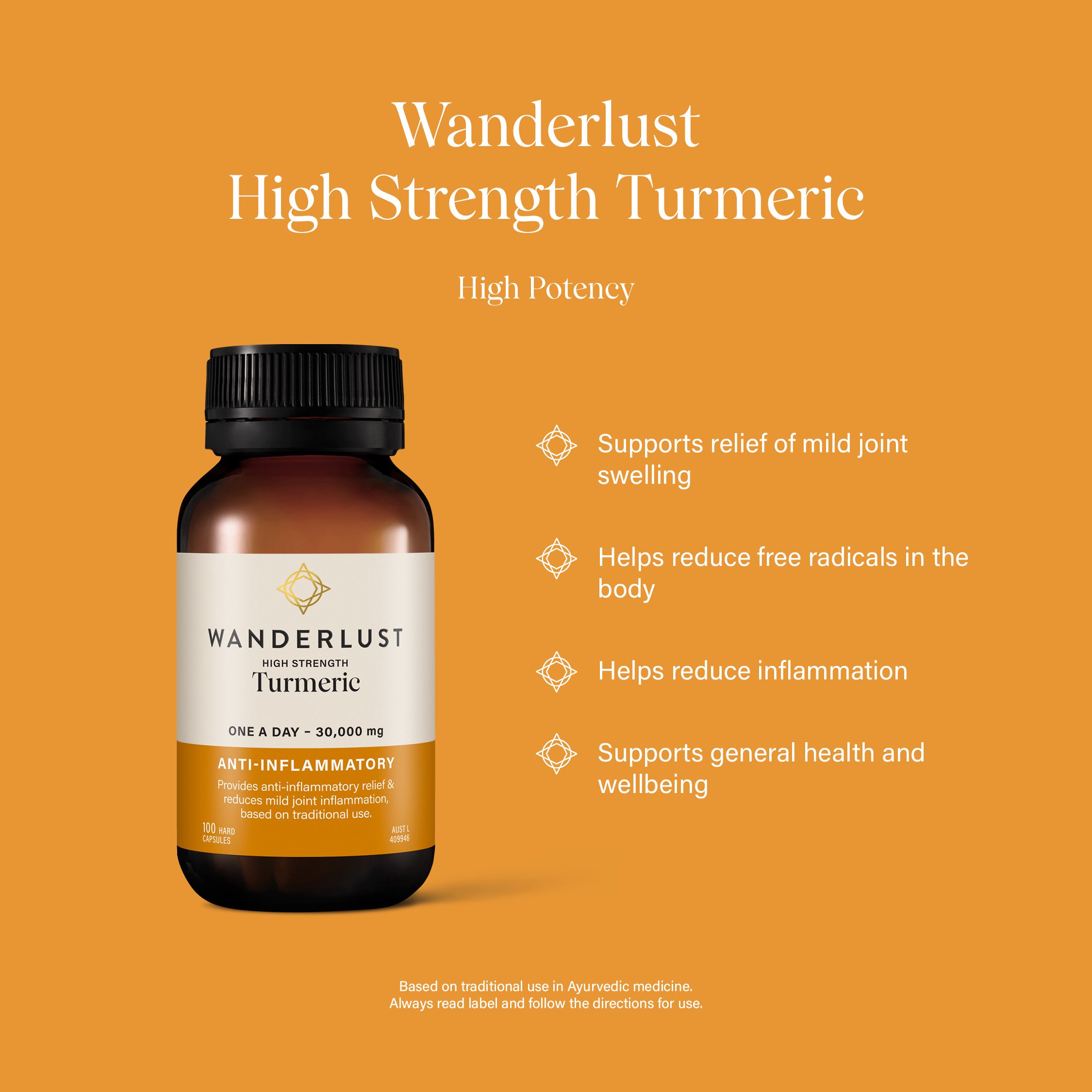 Wanderlust High Strength Turmeric 100 capsules - Image 2