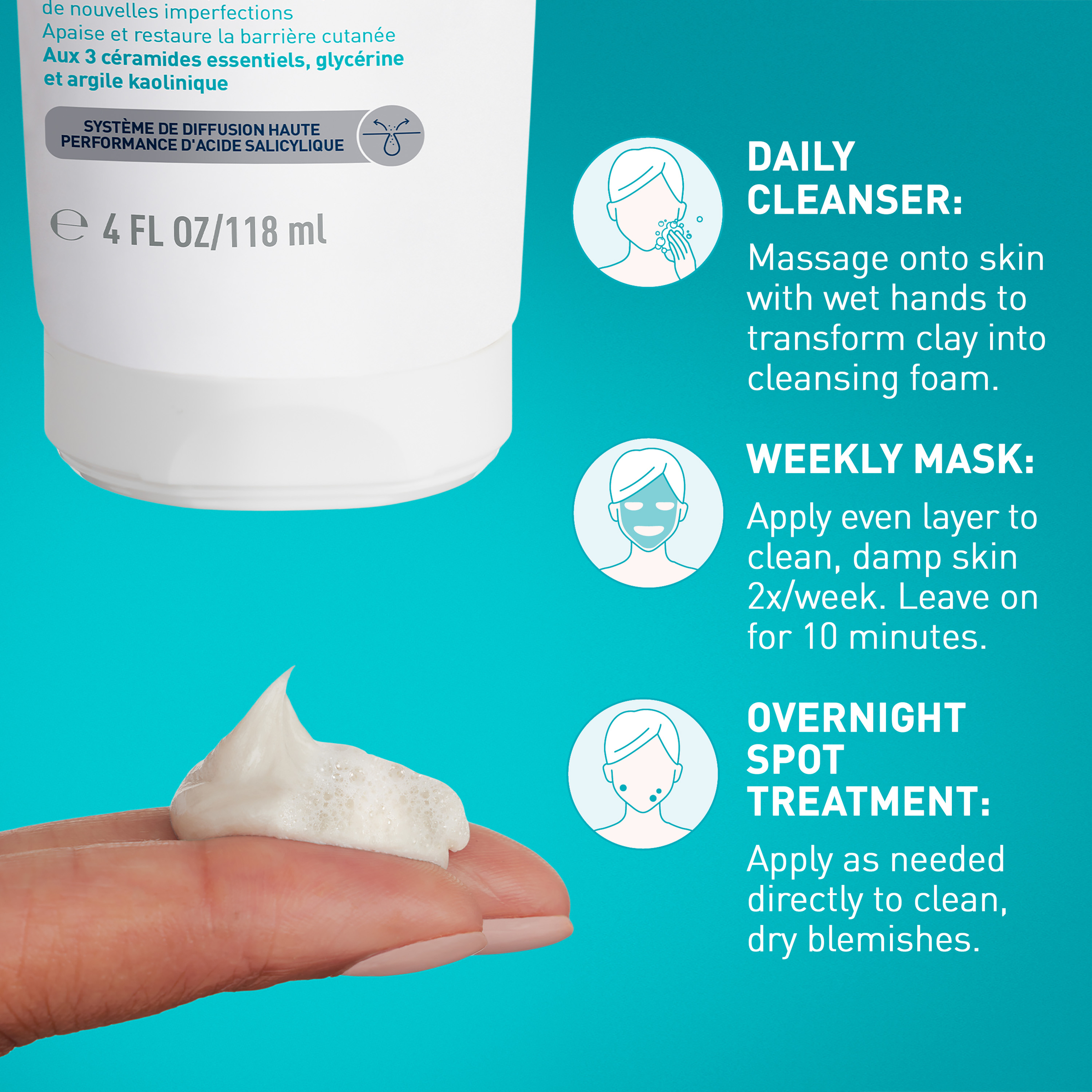 CeraVe Blemish Clay-To-Foam Cleanser 118ml - Image 3