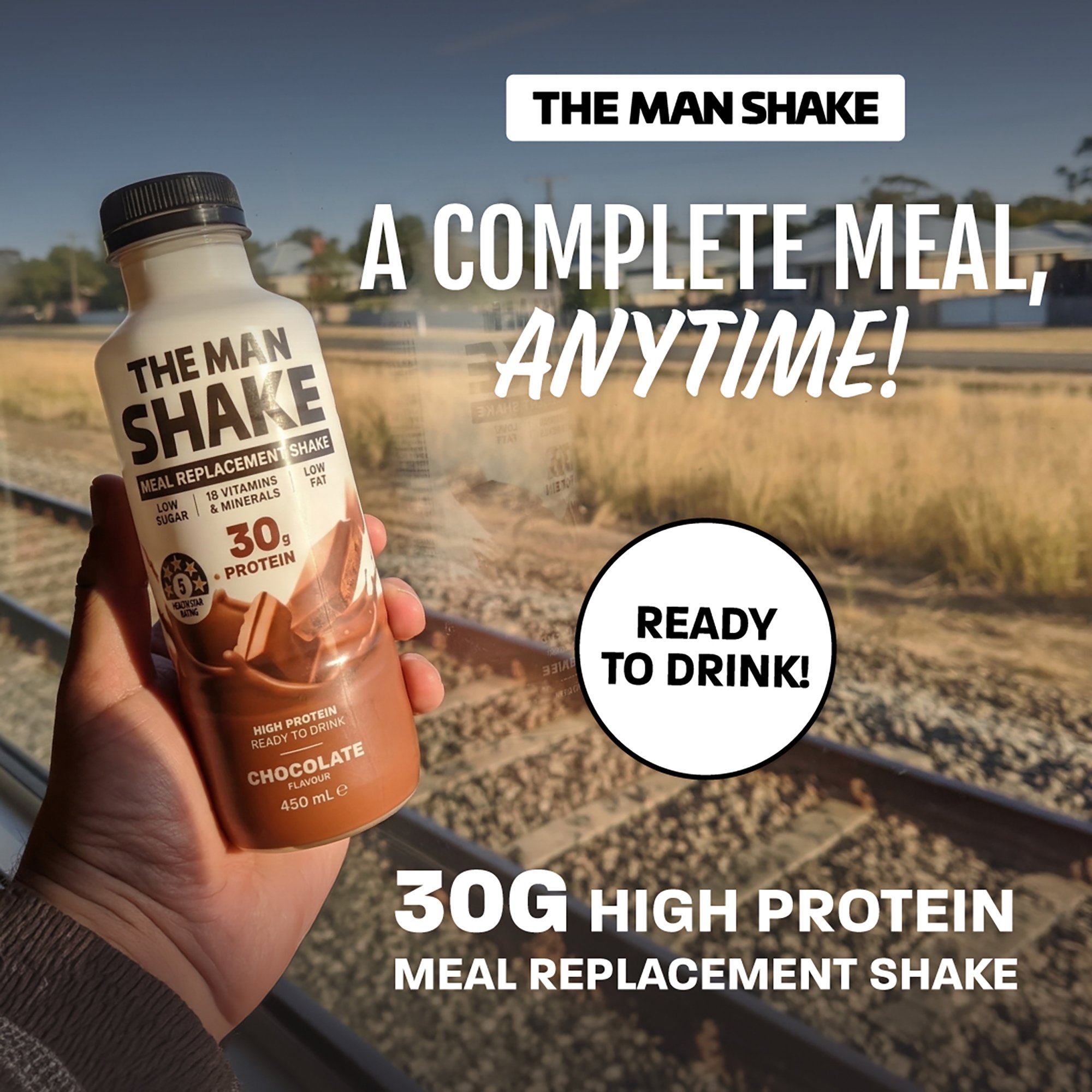 The Man Shake Meal Replacement Drink Chocolate 450ml - Image 4