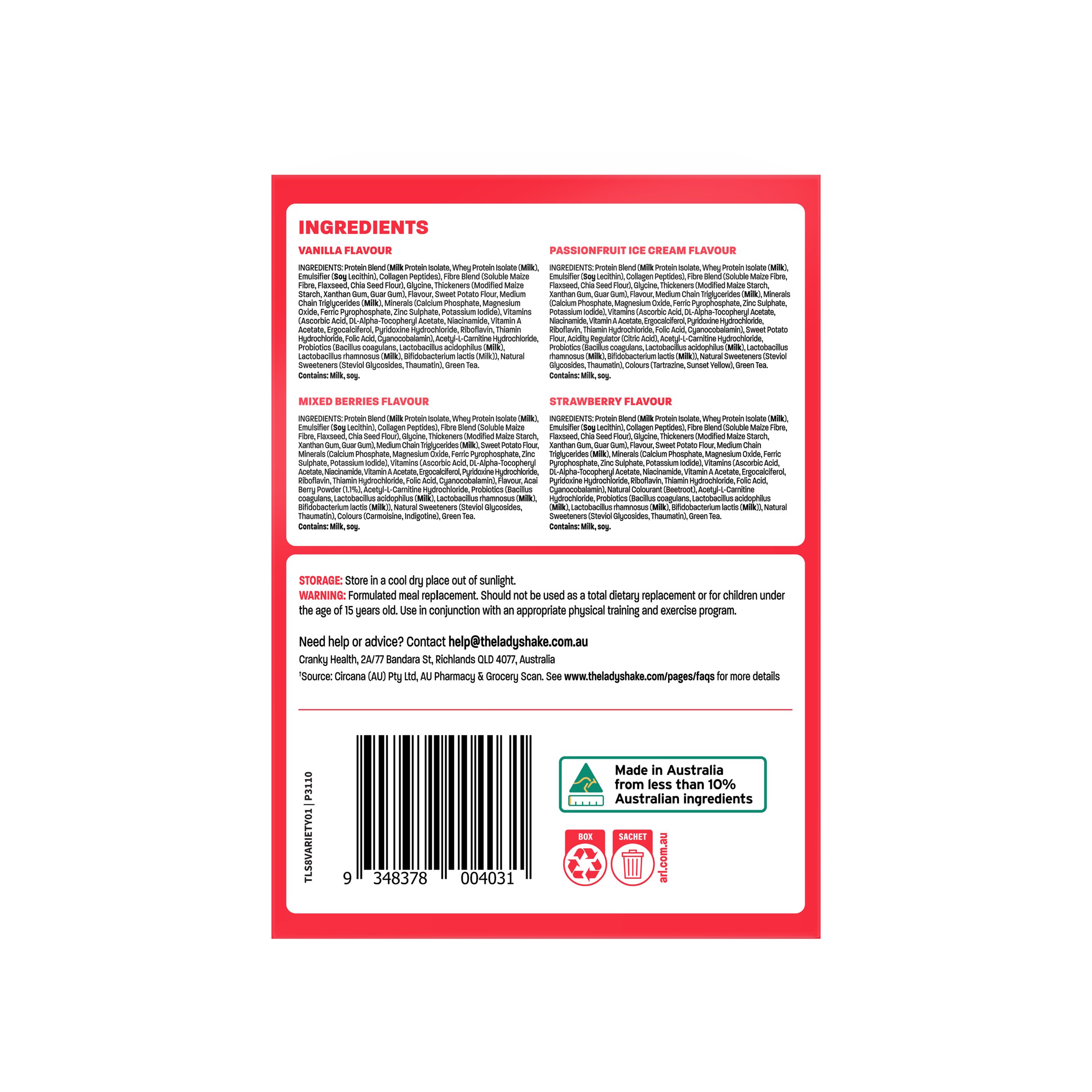 The Lady Shake Meal Replacement Favourites Variety Pack 8 pack - Image 4