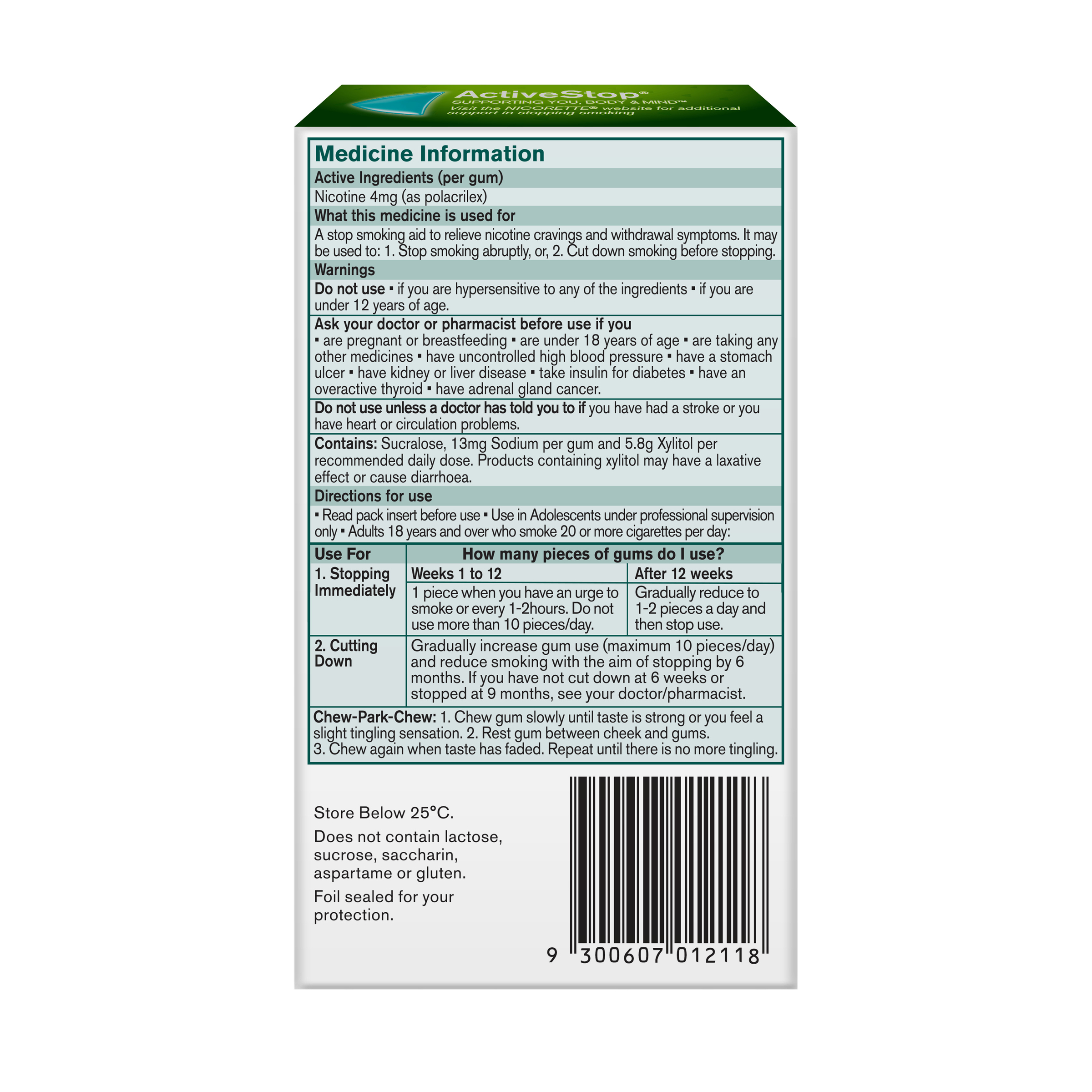 Nicorette Gum Fresh Fruit 4mg - 30 pack - Image 2