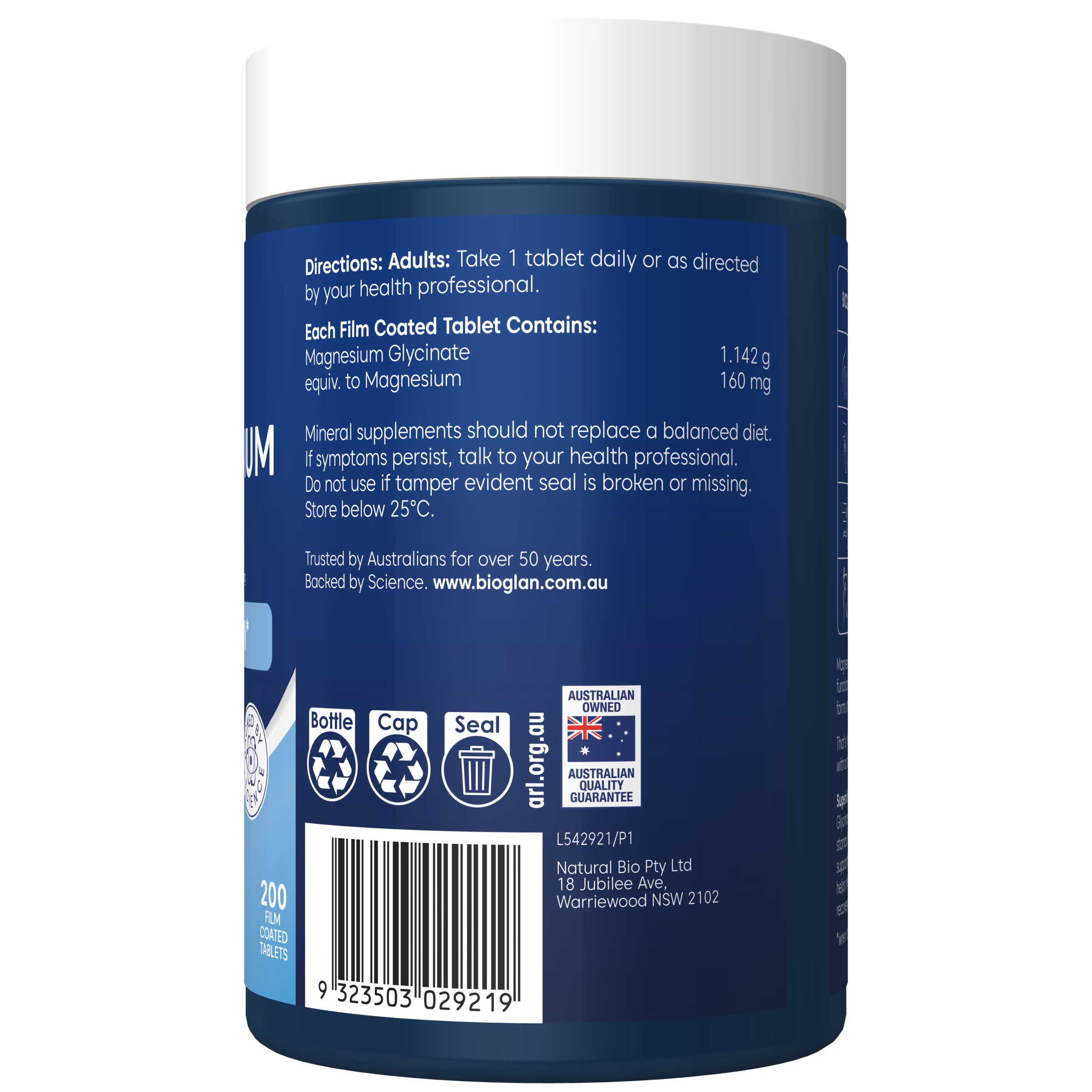 Bioglan Magnesium Glycinate 200 tablets - Image 3