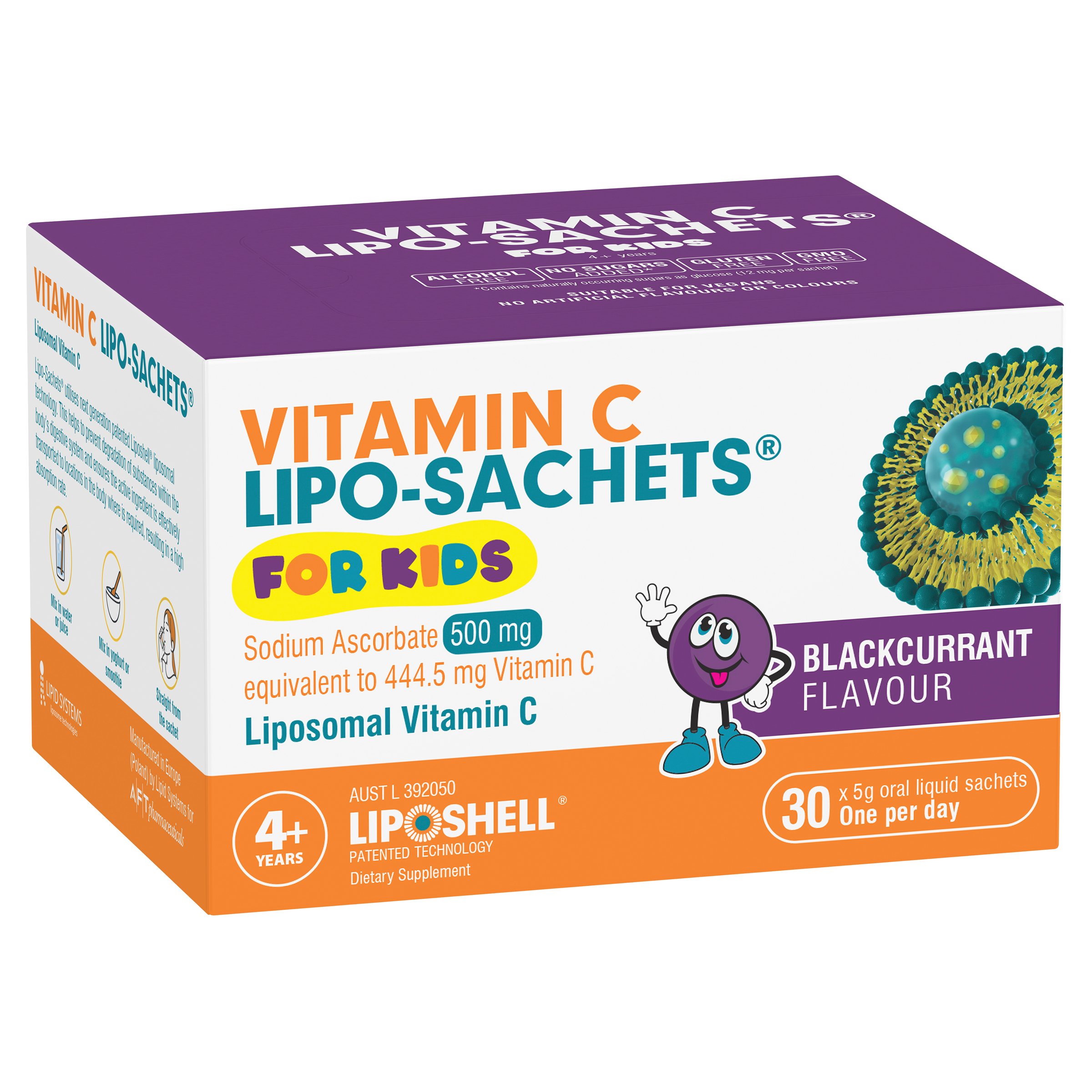 Lipo-Sachets Vitamin C Kids Blackcurrent 500mg 30 sachets - Image 7