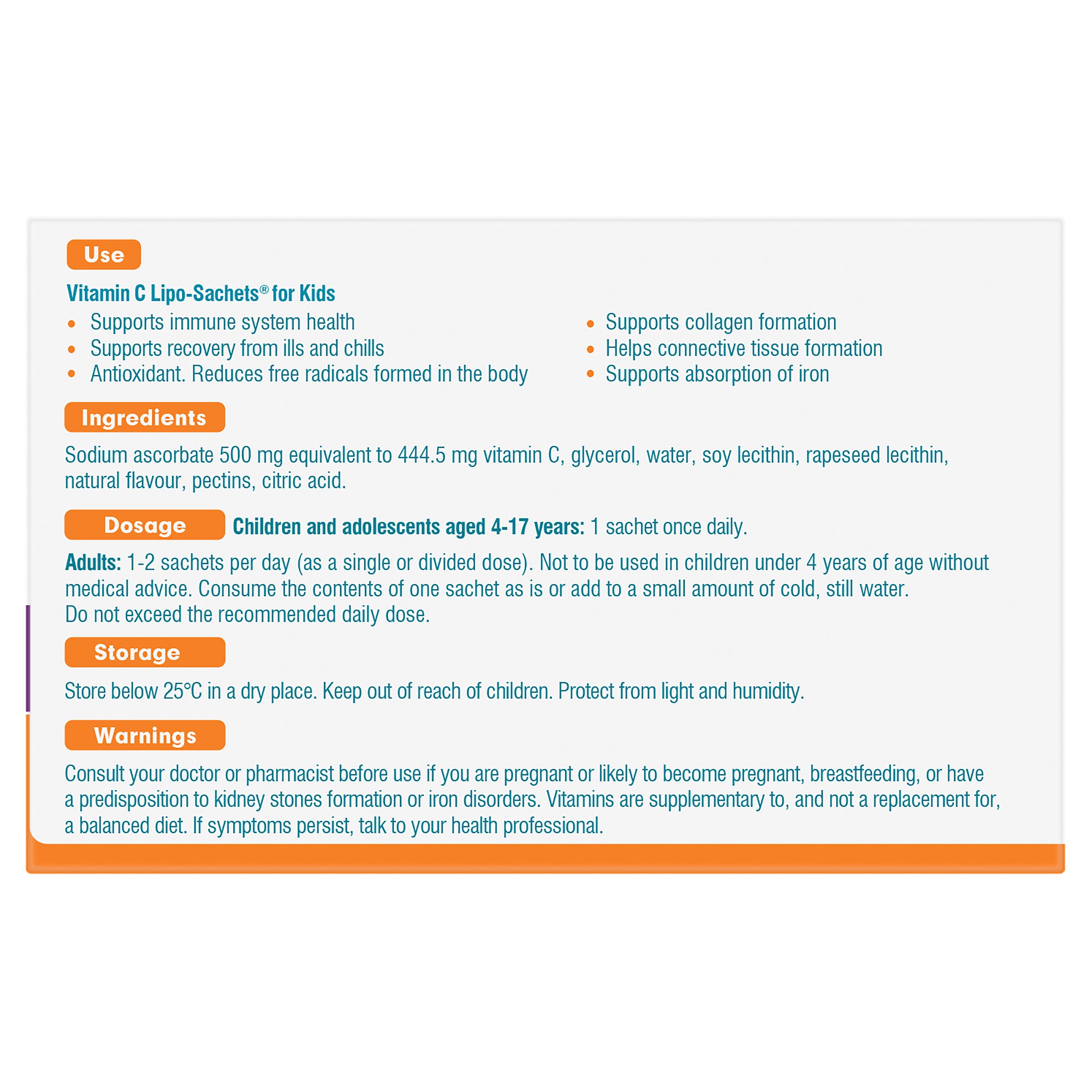 Lipo-Sachets Vitamin C Kids Blackcurrent 500mg 30 sachets - Image 2