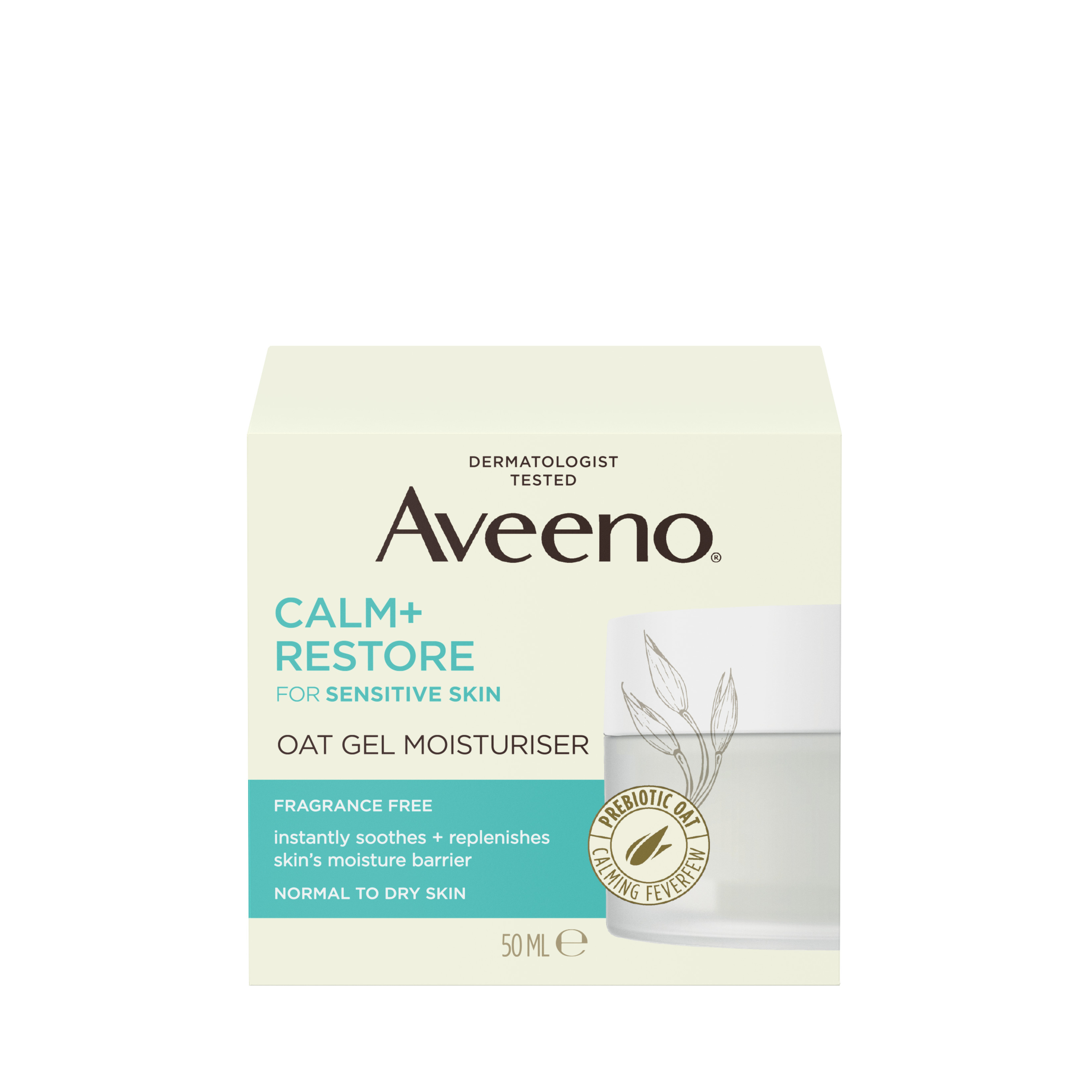 Aveeno Face Calm + Restore Sensitive Skin Oat Gel Moisturiser 50ml - Image 1