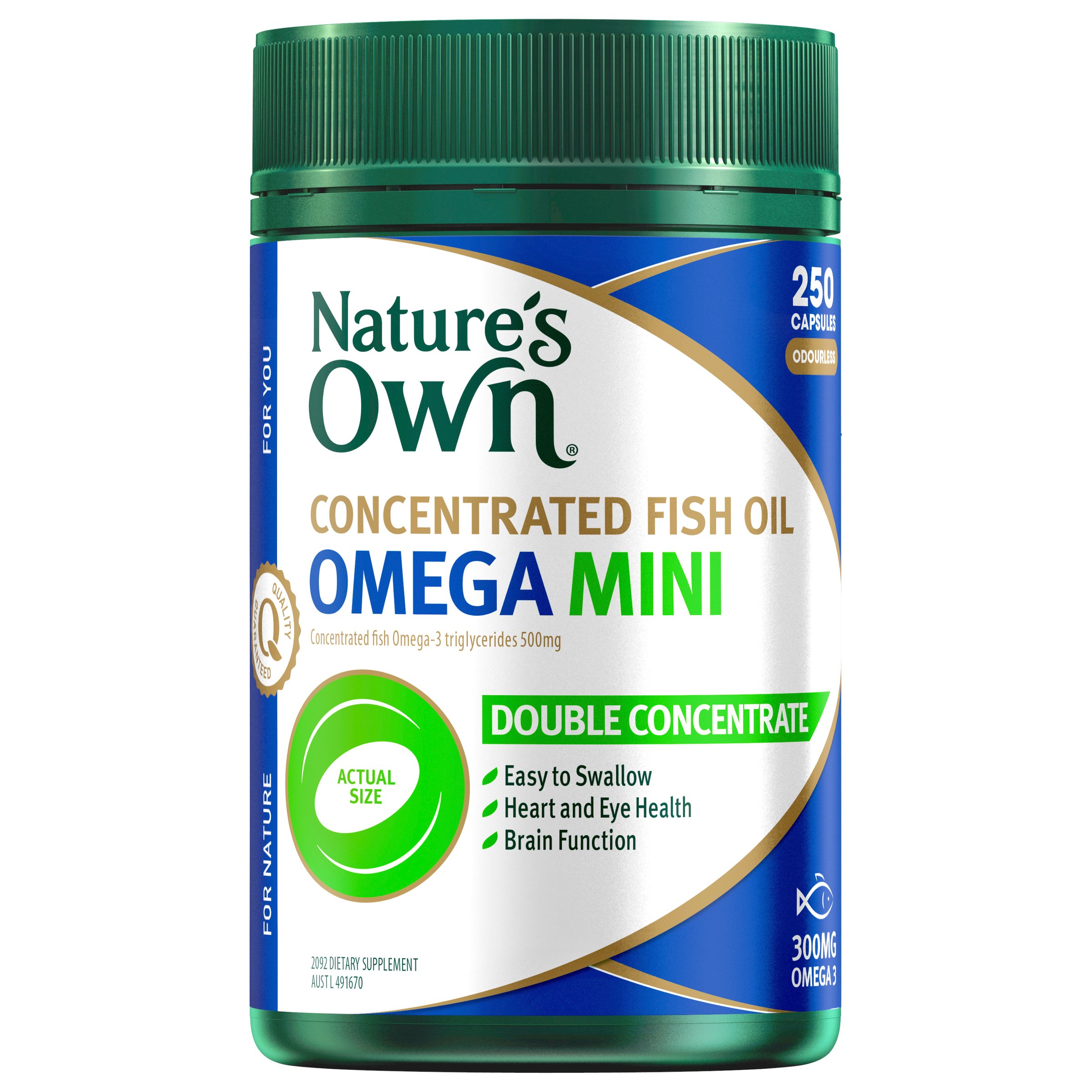 Nature's Own Concentrated Omega Mini 250 soft gel capsules - Image 1