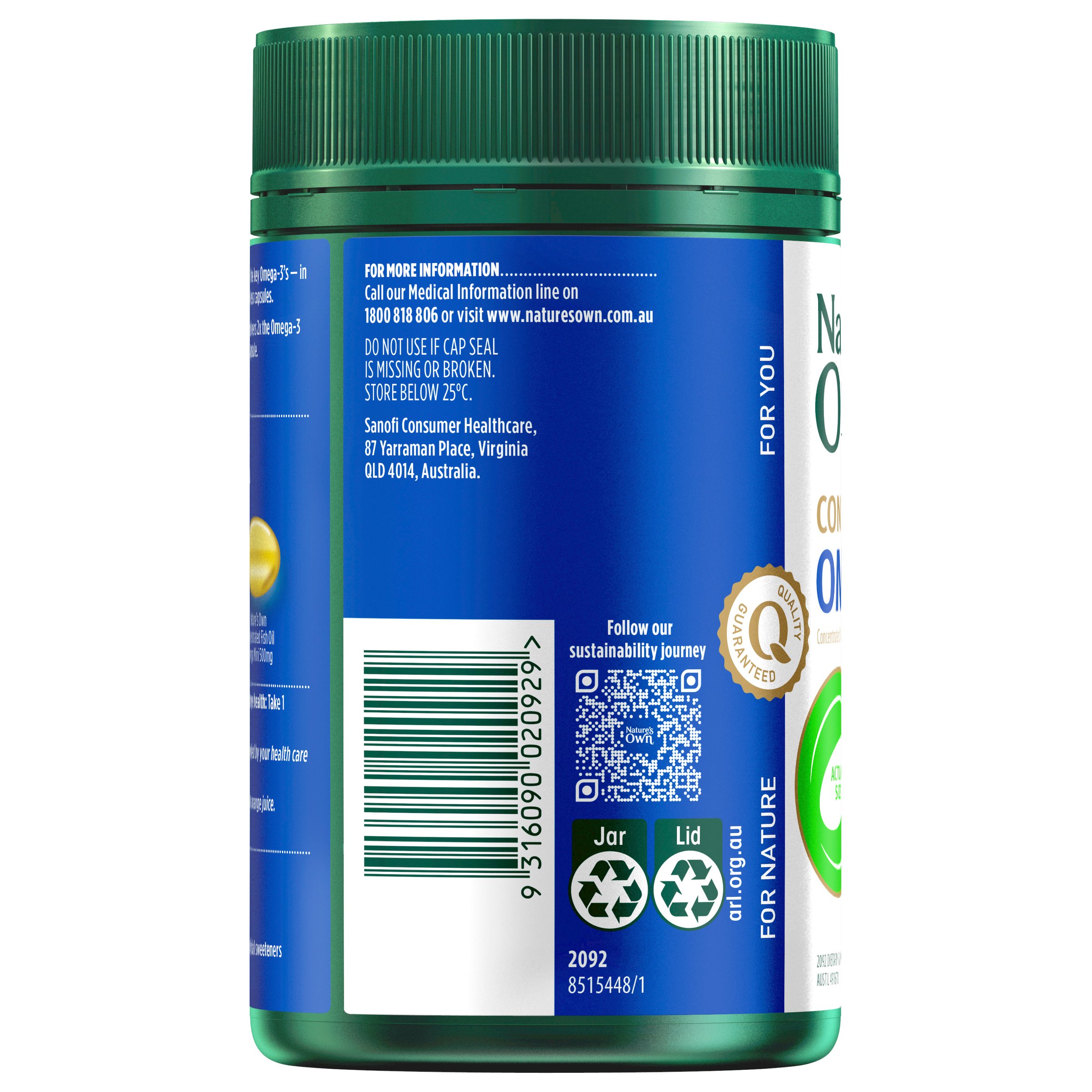 Nature's Own Concentrated Omega Mini 250 soft gel capsules - Image 3