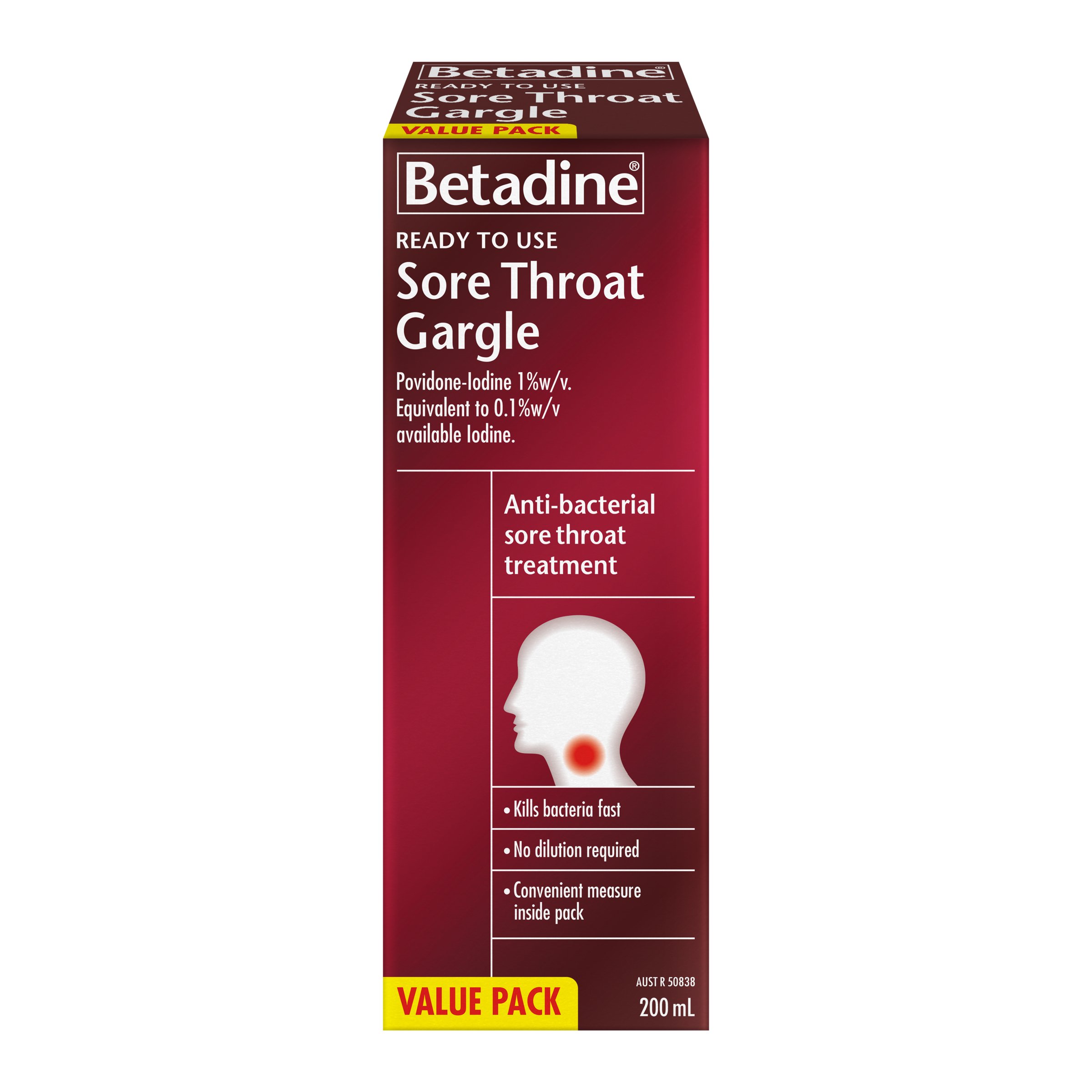 Betadine Ready To Use Sore Throat Gargle 200ml - Image 5