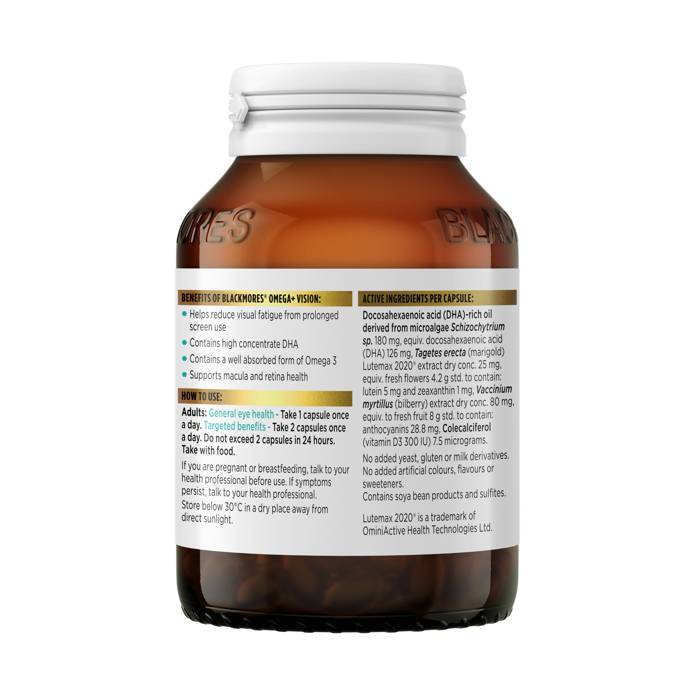 Blackmores Omega + Vision 60 capsules - Image 2