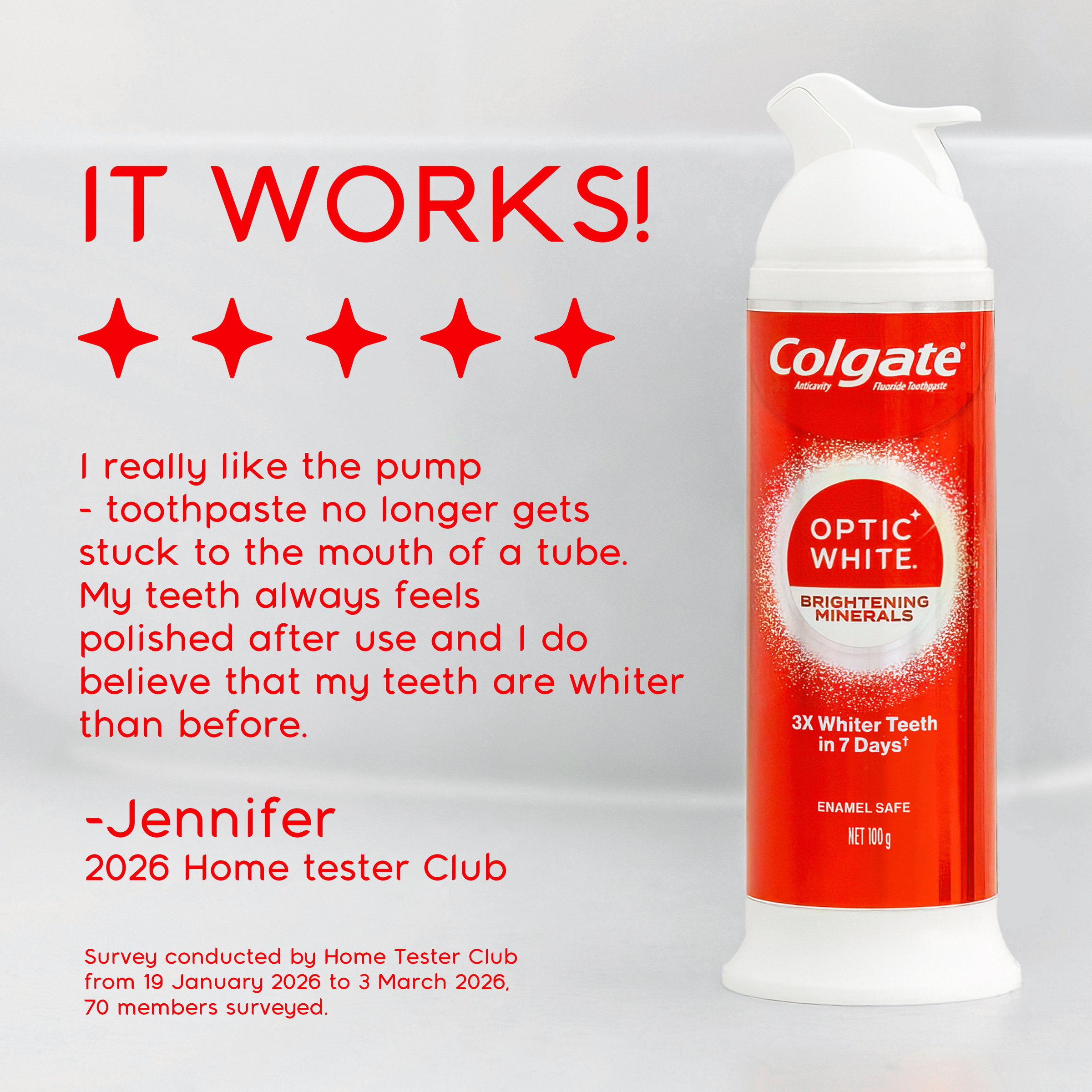 Colgate Optic White Toothpaste Pump 100g - Image 6