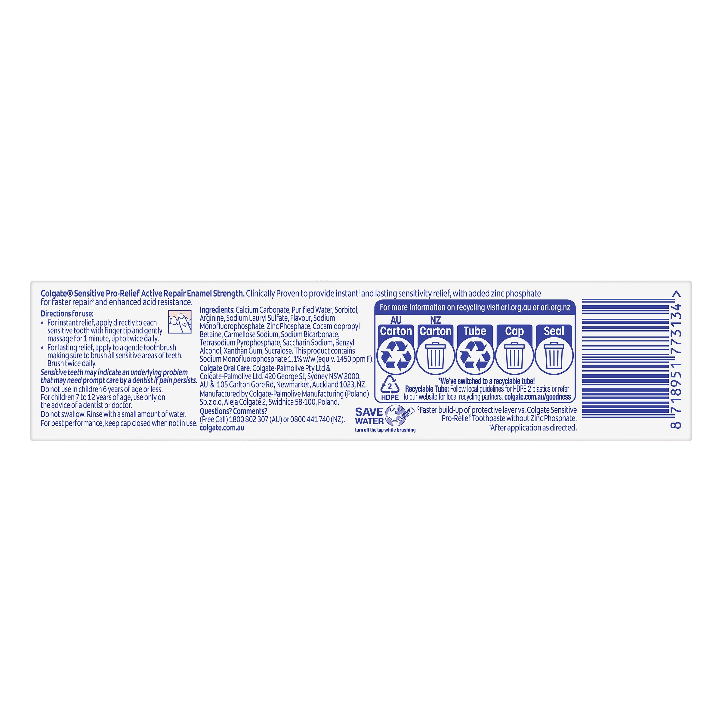 Colgate Sensitive Pro-Relief Active Repair Enamel Strength Toothpaste 110g - Image 2