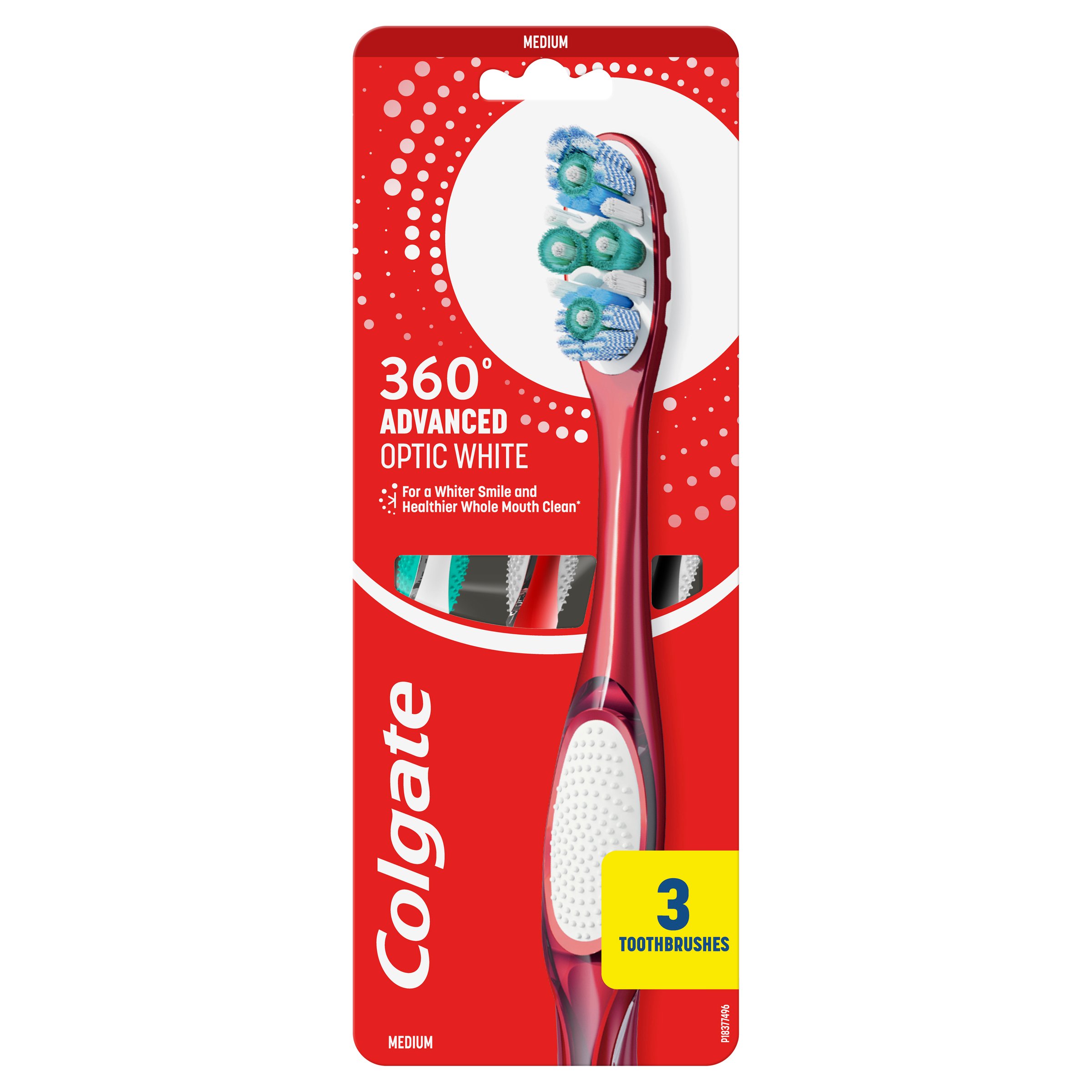 Colgate 360 Optic White Man Toothbrush 3 pack - Image 1