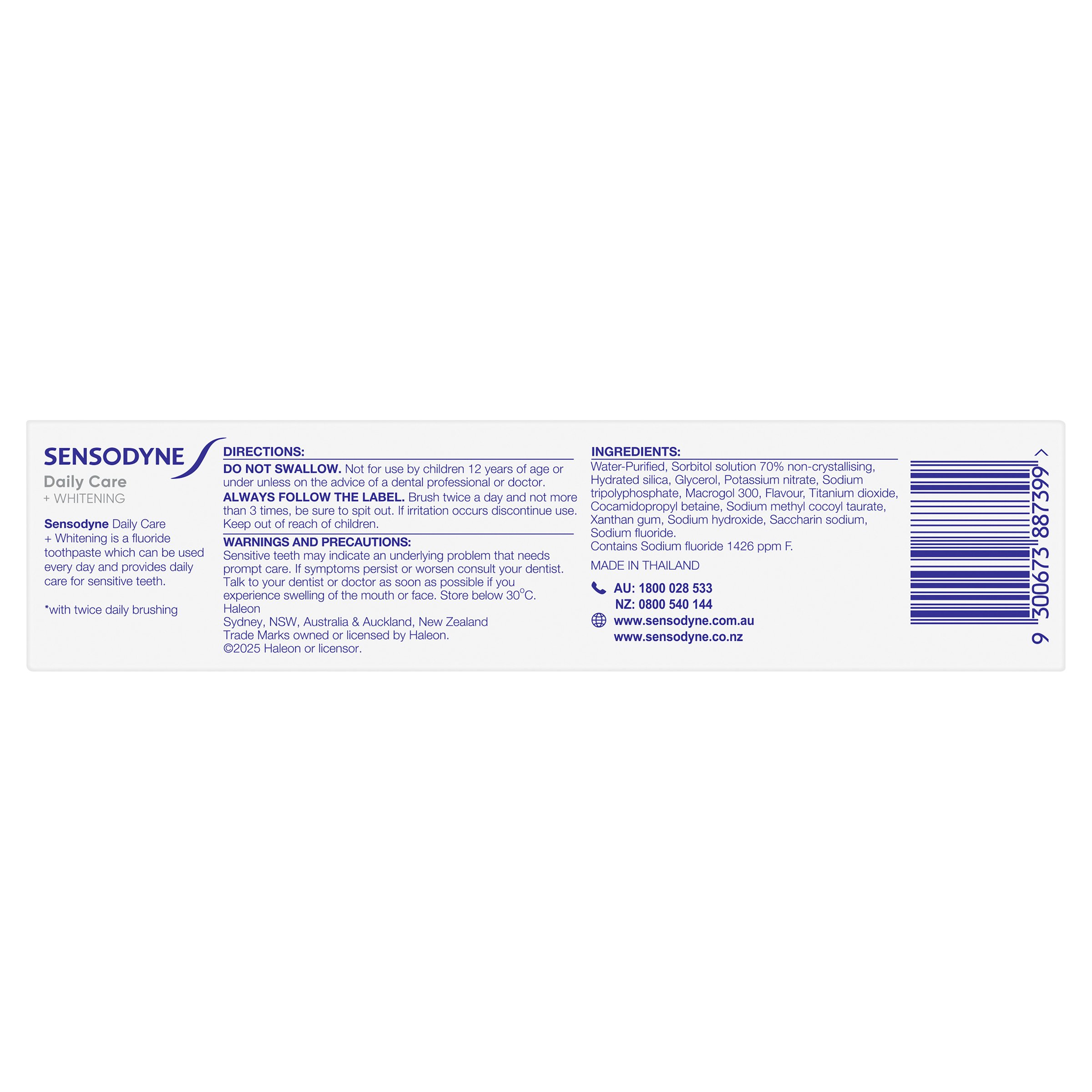 Sensodyne Toothpaste Daily Care + Whitening 10g - Image 2