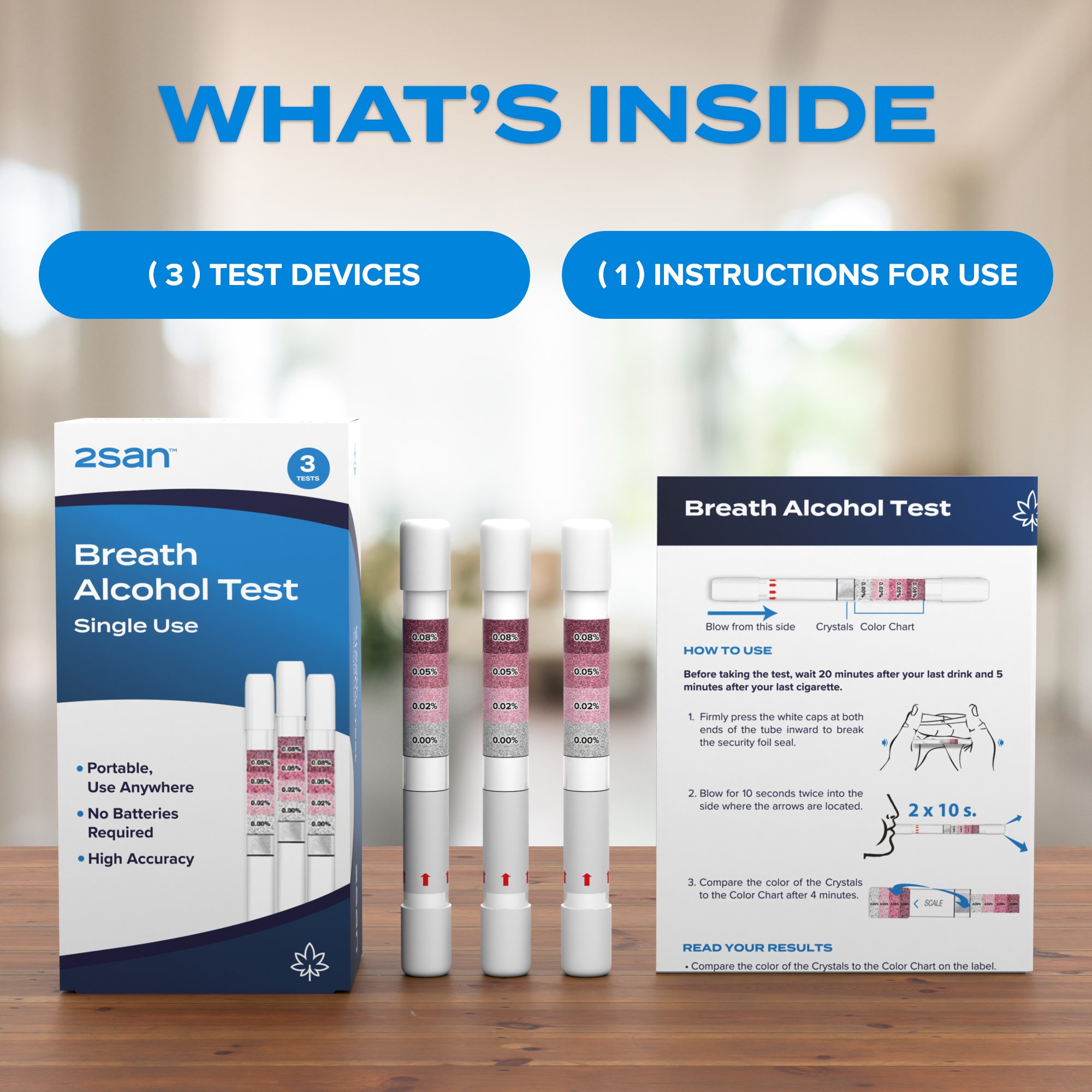 2San Alcohol Breathalizer Single Use 3 pack - Image 5