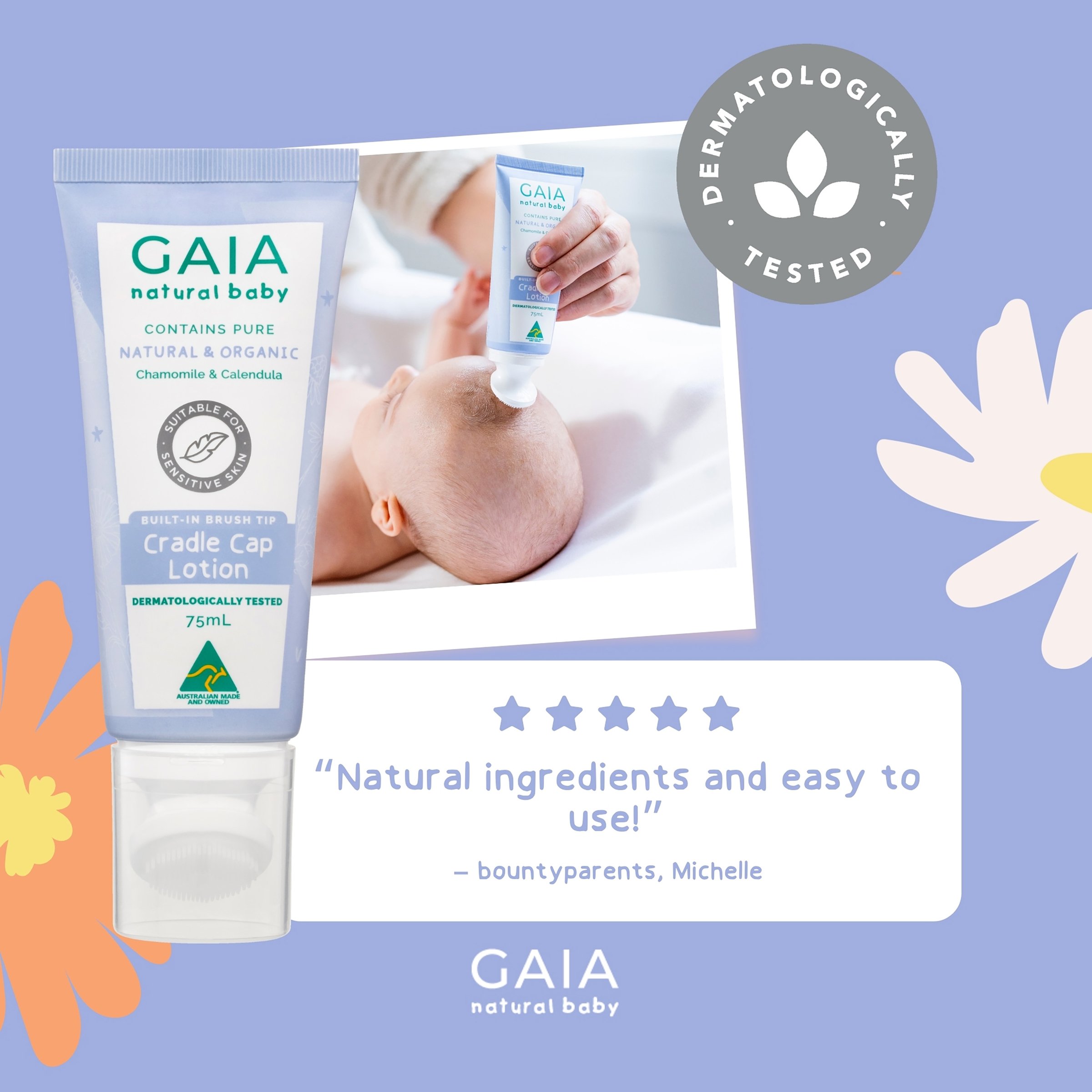 Gaia Natural Baby Cradle Cap Lotion 75ml - Image 3