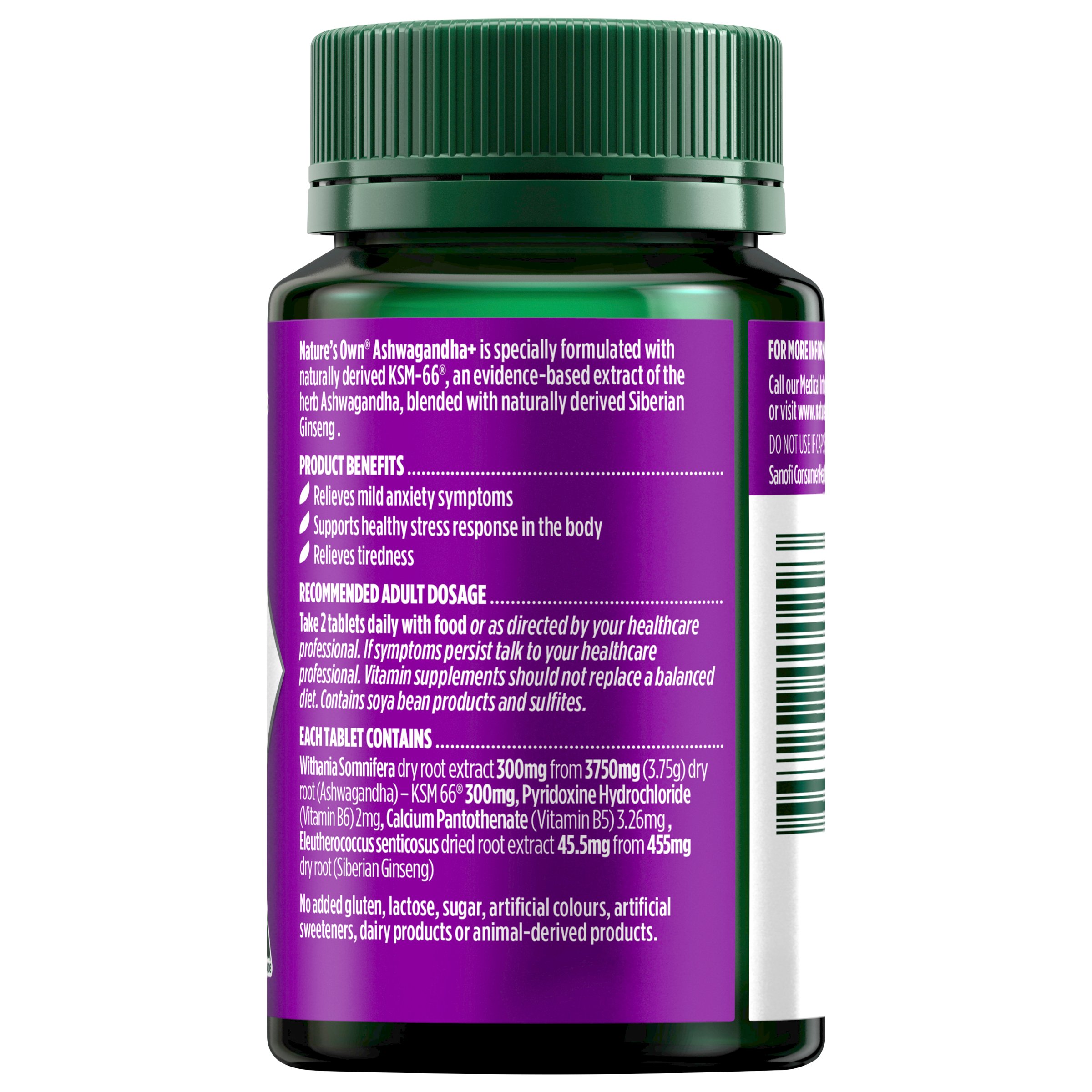 Nature's Own Ashwagandha+ 60 tablets - Image 2